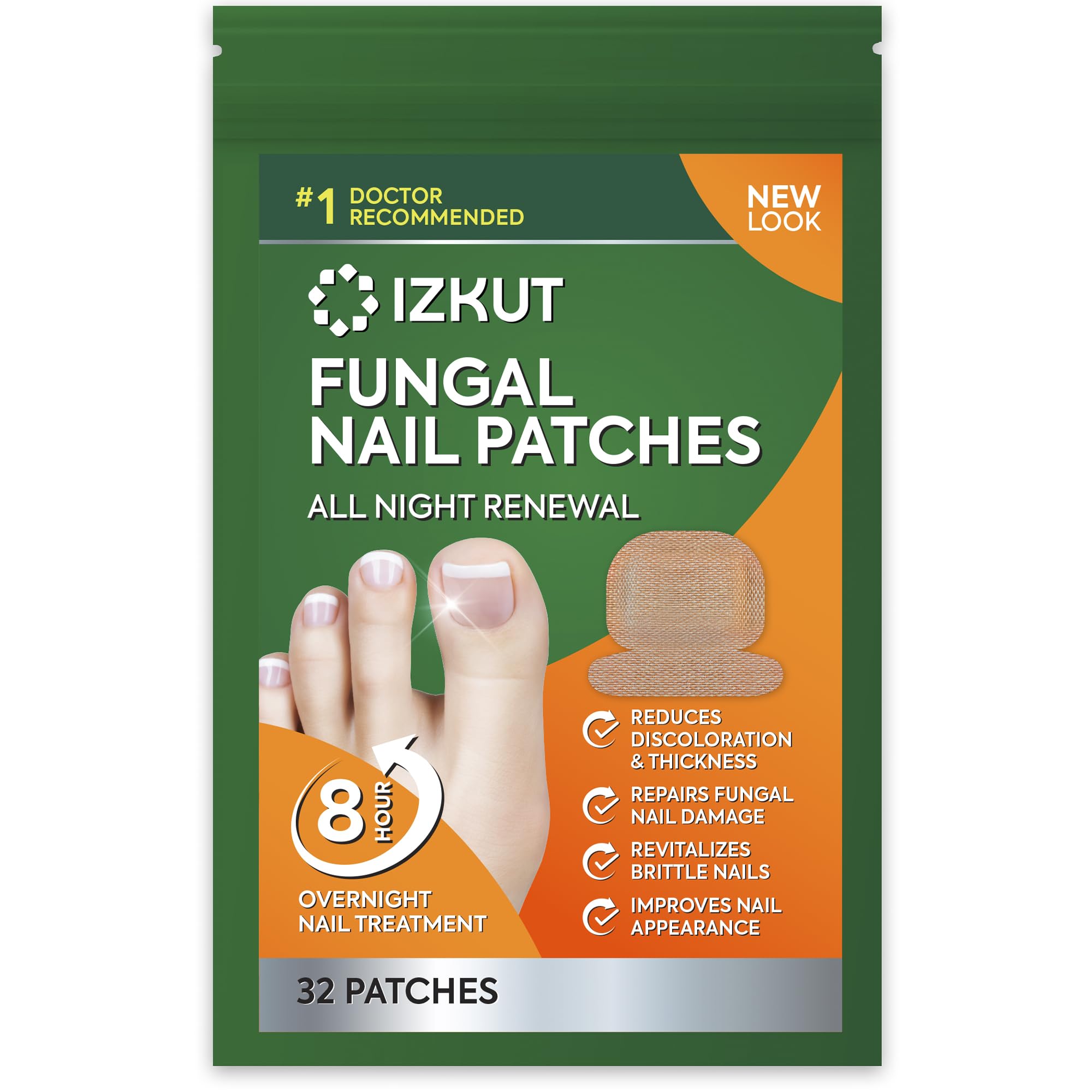 Toenail Fungus Treatment Patches with 1% Tolnaftate - 32 Medicated Nail Renewal Patches for Overnight Fungal Relief | Effective Antifungal Solution for Discolored & Thickened Nails | Perfect for Athletes, Swimmers & Active Lifestyles