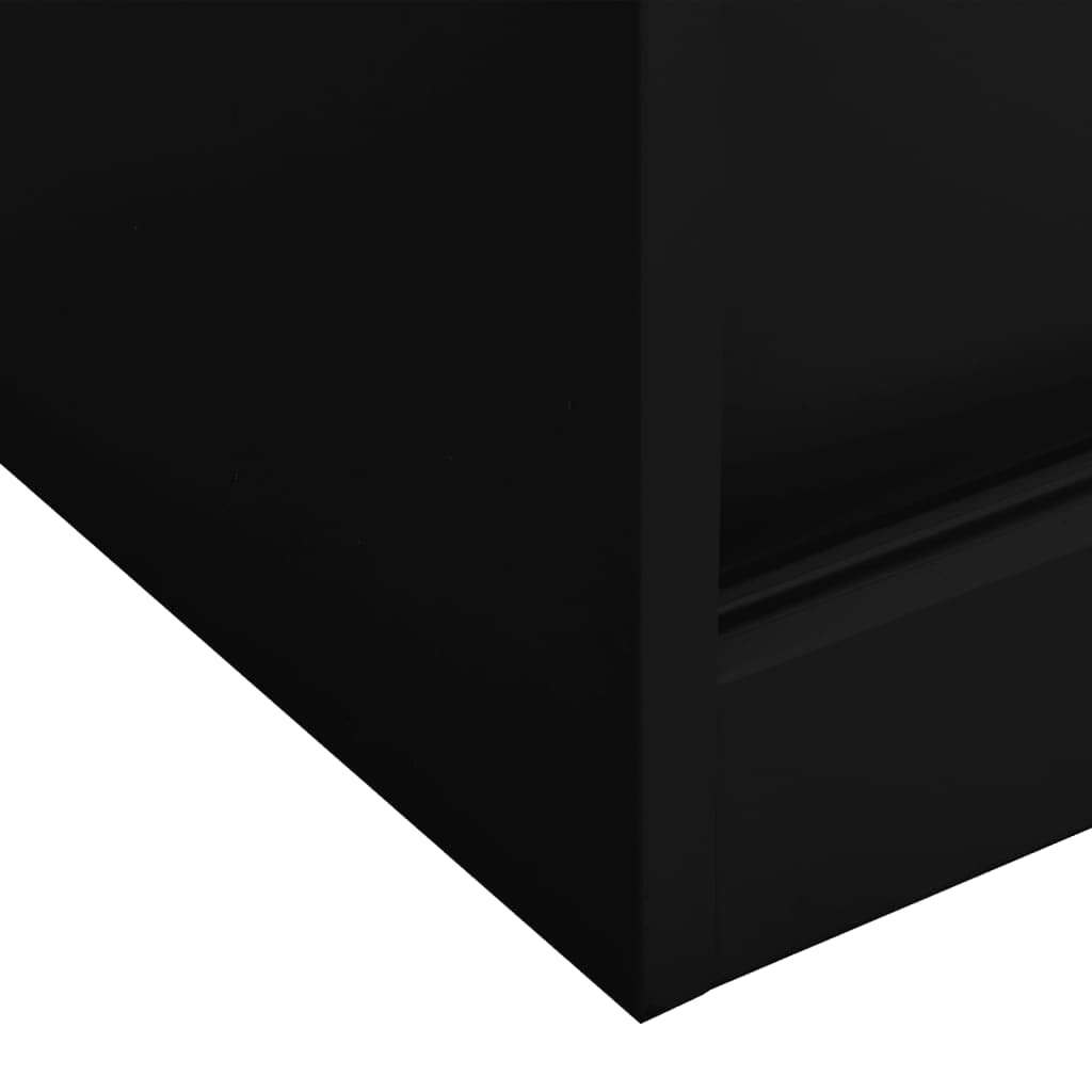 Black Steel Freestanding Metal File Cabinet with Sliding Door - 35.4