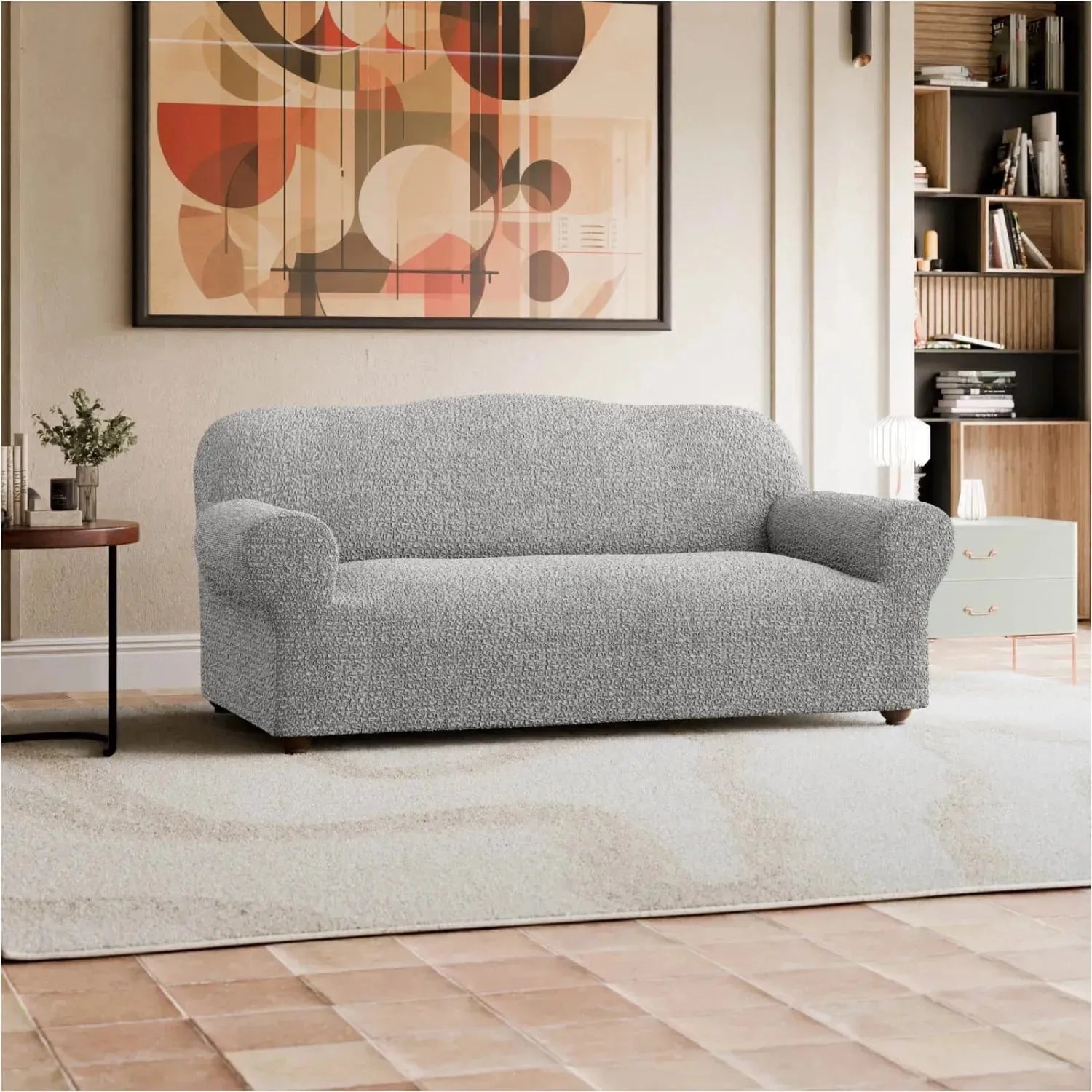 3-Seater Sofa Slipcover - Mille Righe Collection | Stretchable Furniture Protector for Living Room, Bedroom & Office | Easy Washable Couch Cover for Pets & Kids