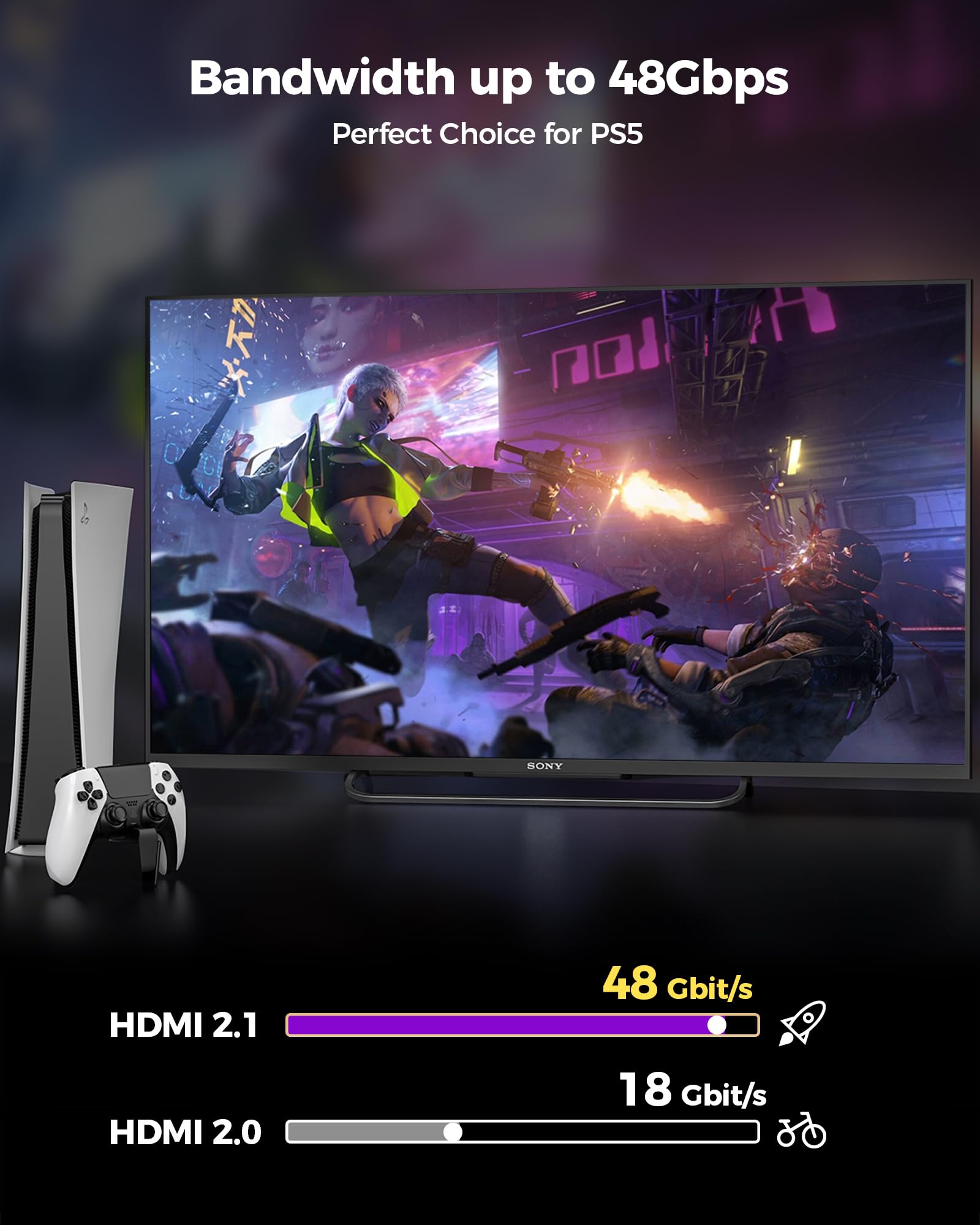 Silkland 8K HDMI 2.1 Cable 10FT - Ultra High Speed 48Gbps HDMI Cord for Gaming Monitor, 8K@60Hz 4K@120Hz - Supports ARC/eARC, HDR10, HDCP 2.2&2.3 - Compatible with Roku TV, Xbox Series X/S, PS5/4, Laptop & Soundbar - Perfect for Home Theater, Gaming Setup & 4K Streaming