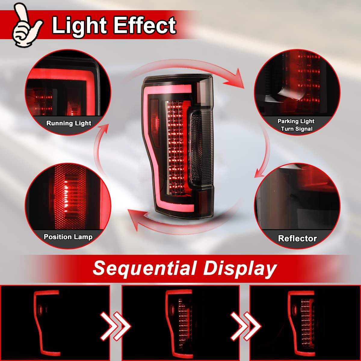 Nixon Offroad LED Tail Lights for Ford F-250 F-350 F-450 Super Duty (2017-2019) - Matte Black Housing with Clear Lens - Direct Replacement Rear Light Assembly (1 Pair) - Perfect for Off-Roading, Truck Upgrades & Nighttime Safety