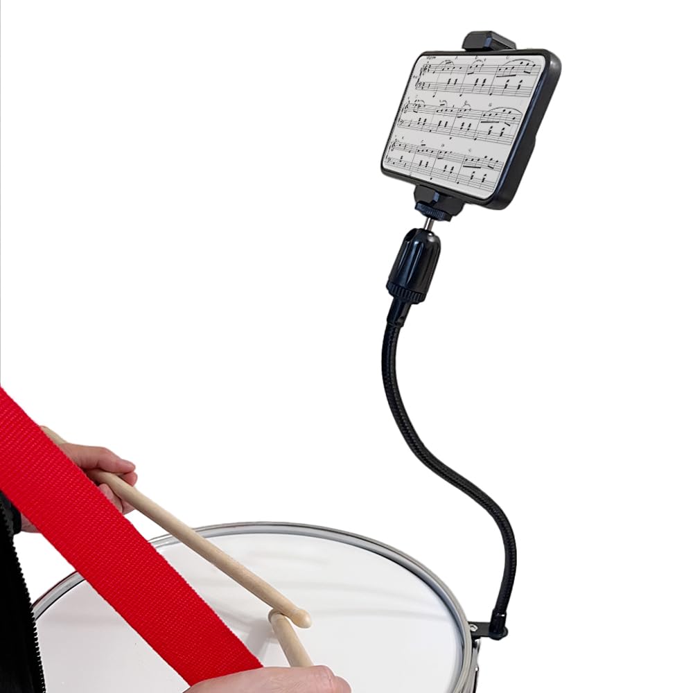 Adjustable Snare Drum Phone Lyre - Black Marching Drum Phone Holder for Bass & Snare Drums | Perfect for Marching Band Performances & Drumline Practice