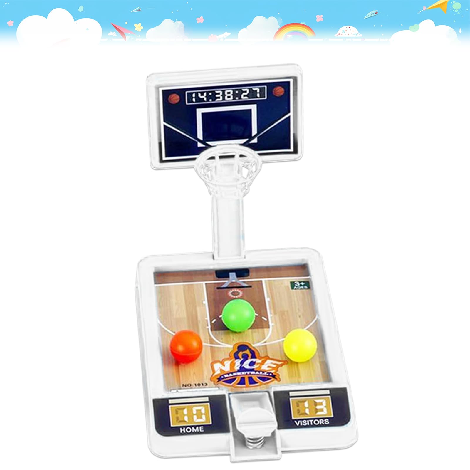 Mini Office Basketball Game Set - Finger & Table Basketball Toy for Stress Relief - Fun Party Gifts for Kids & Adults - Perfect for Desk Games & Office Entertainment (White)