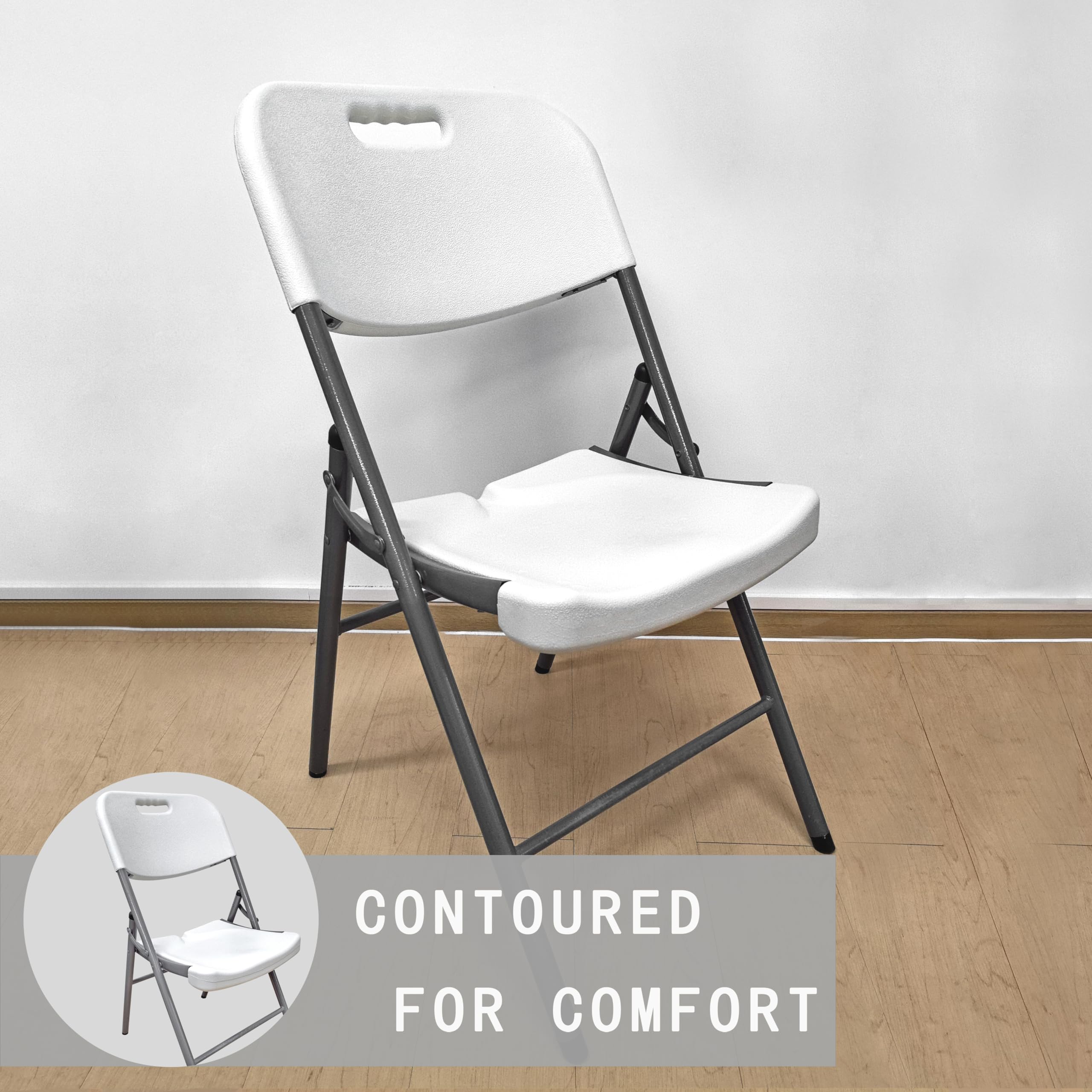4 Pack Black Folding Chairs - Heavy Duty 350lb Capacity Plastic Dining Chairs with Steel Frame, Portable & Foldable for Indoor Outdoor Use - Perfect for Events, Office, Wedding, Party, Camping, Picnic, Kitchen & Dining Room