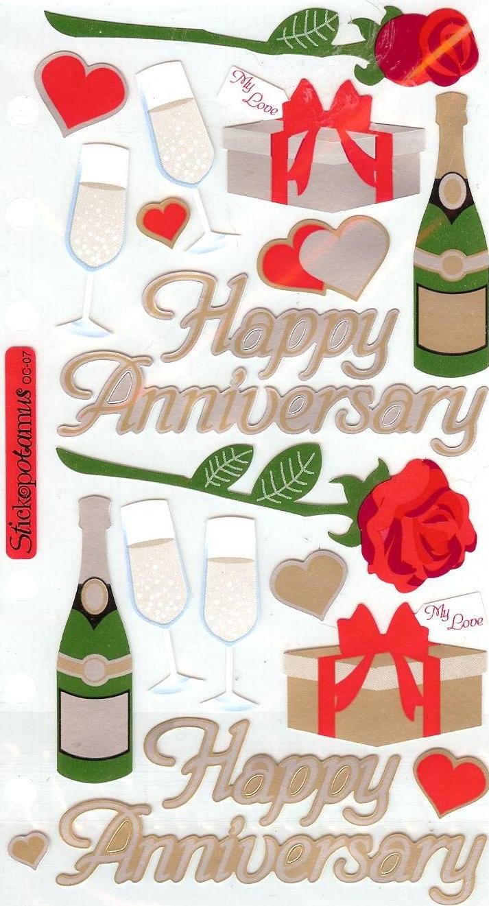 Happy Anniversary Sticko Photo Safe Paper Stickers - Acid-Free Scrapbooking Supplies for DIY Cards, Albums & Memory Books - Perfect for Wedding, Birthday & Special Occasion Crafts