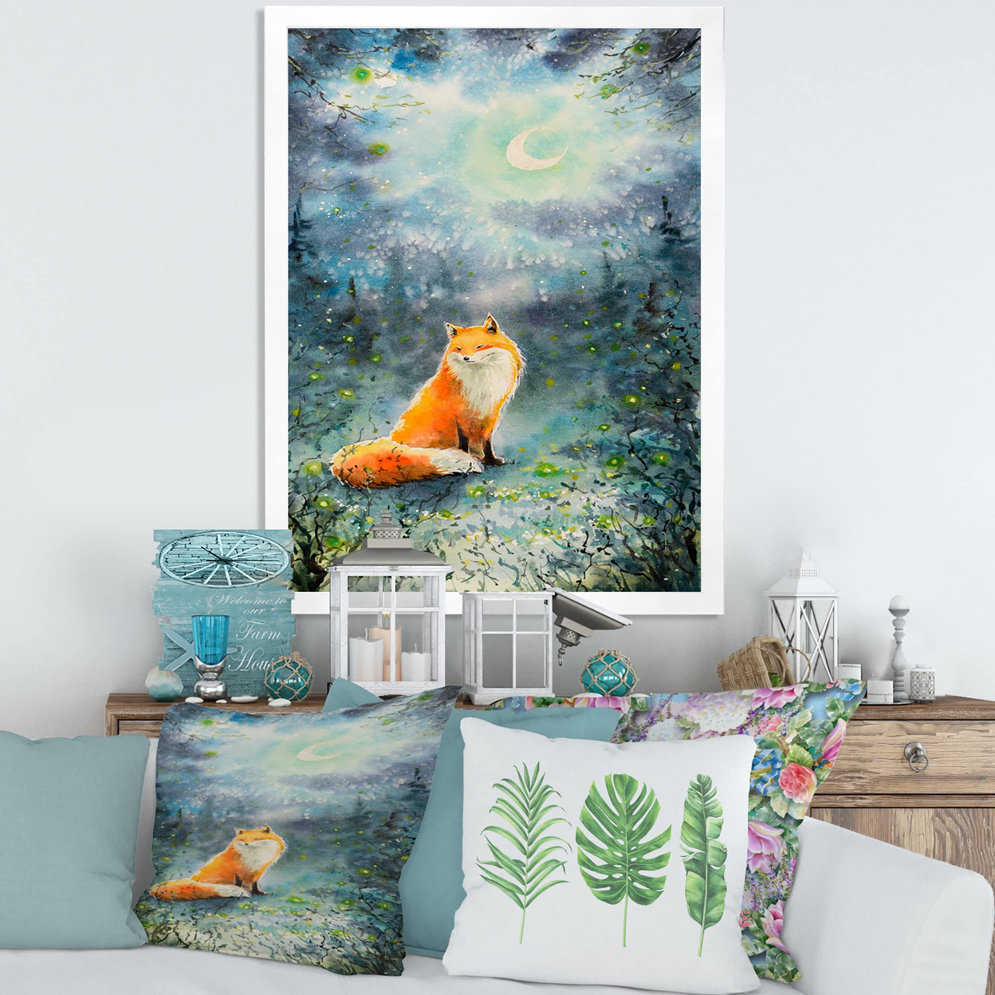 Fox Over a Night Sky Framed Wall Art for Kids - Whimsical Nursery Decor, Children's Room Art, Playroom Wall Decor - Perfect for Bedrooms, Playrooms & Classrooms