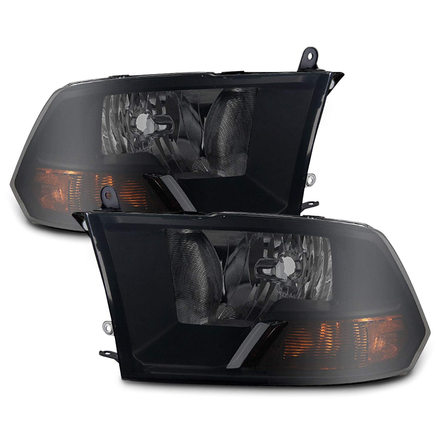 AKKON Black Smoked LED Headlights & C-Light Bar + Tail Brake Lights - Compatible with 2009-2018 Ram 1500 & 2010-2018 Ram 2500/3500 - Upgrade Your Truck's Style & Night Visibility for Off-Roading & Daily Driving