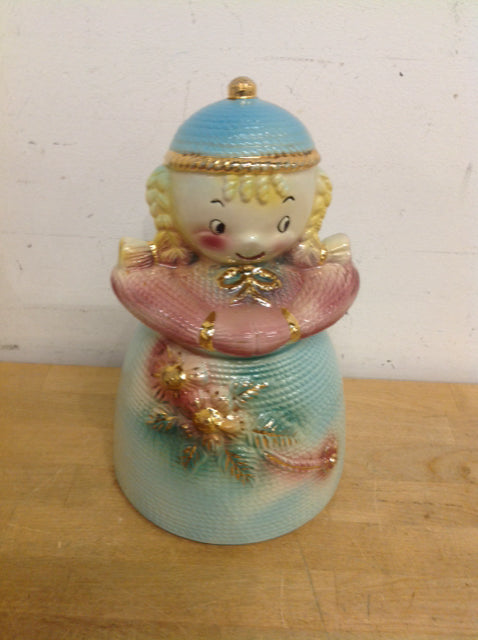 Vintage Ceramic Doll Cookie Jar - 11-Inch Retro Kitchen Decor for Cookies, Candy & Storage | Perfect for Farmhouse, Country & Vintage Style Kitchens