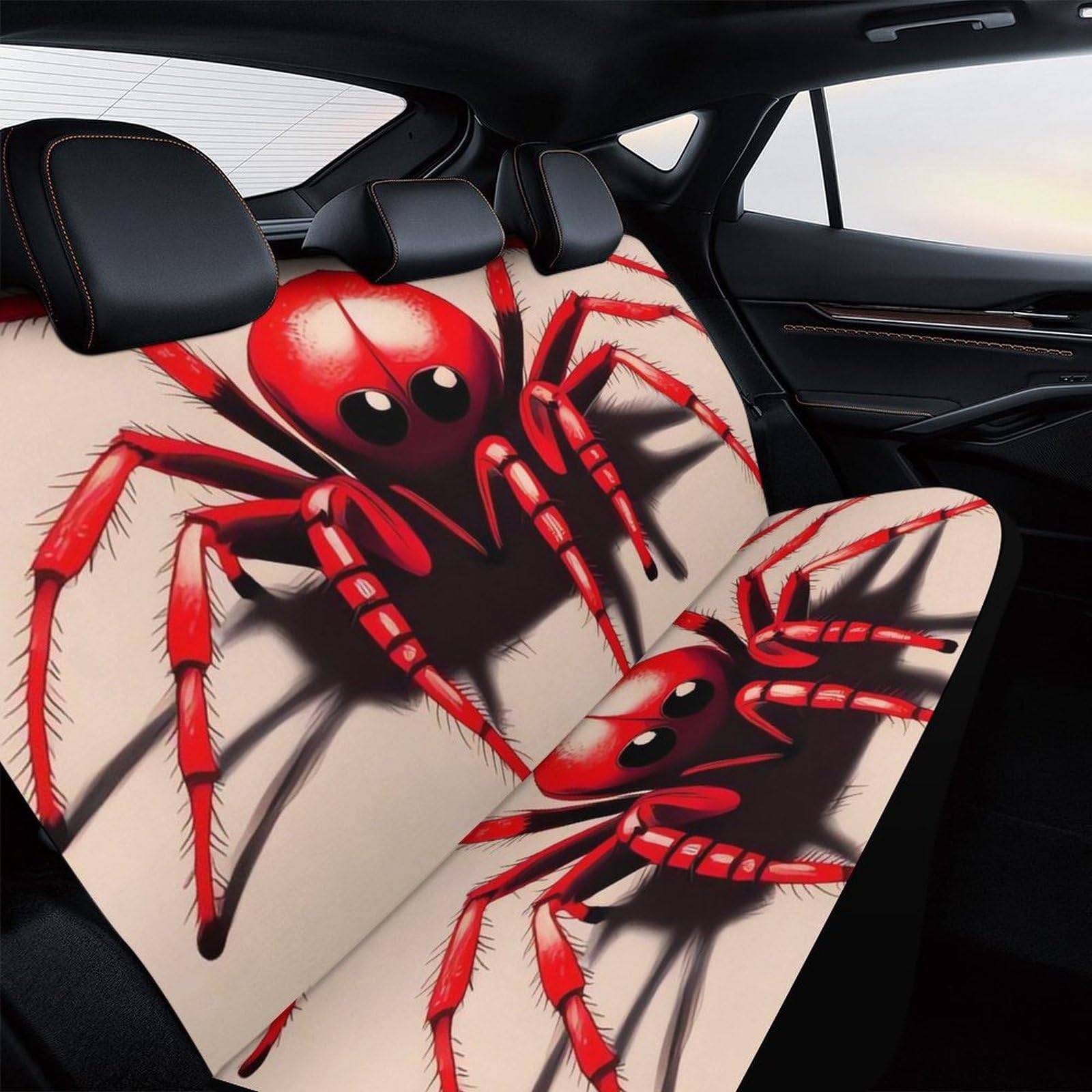 NWTRJ Cute Little Red Spider Car Back Seat Covers - Soft Waterproof Rear Bench Cushion Protector for Dust & Scratch Protection - Universal Fit for Most Trucks, SUVs & Vans - Perfect for Road Trips, Family Outings & Pet Protection