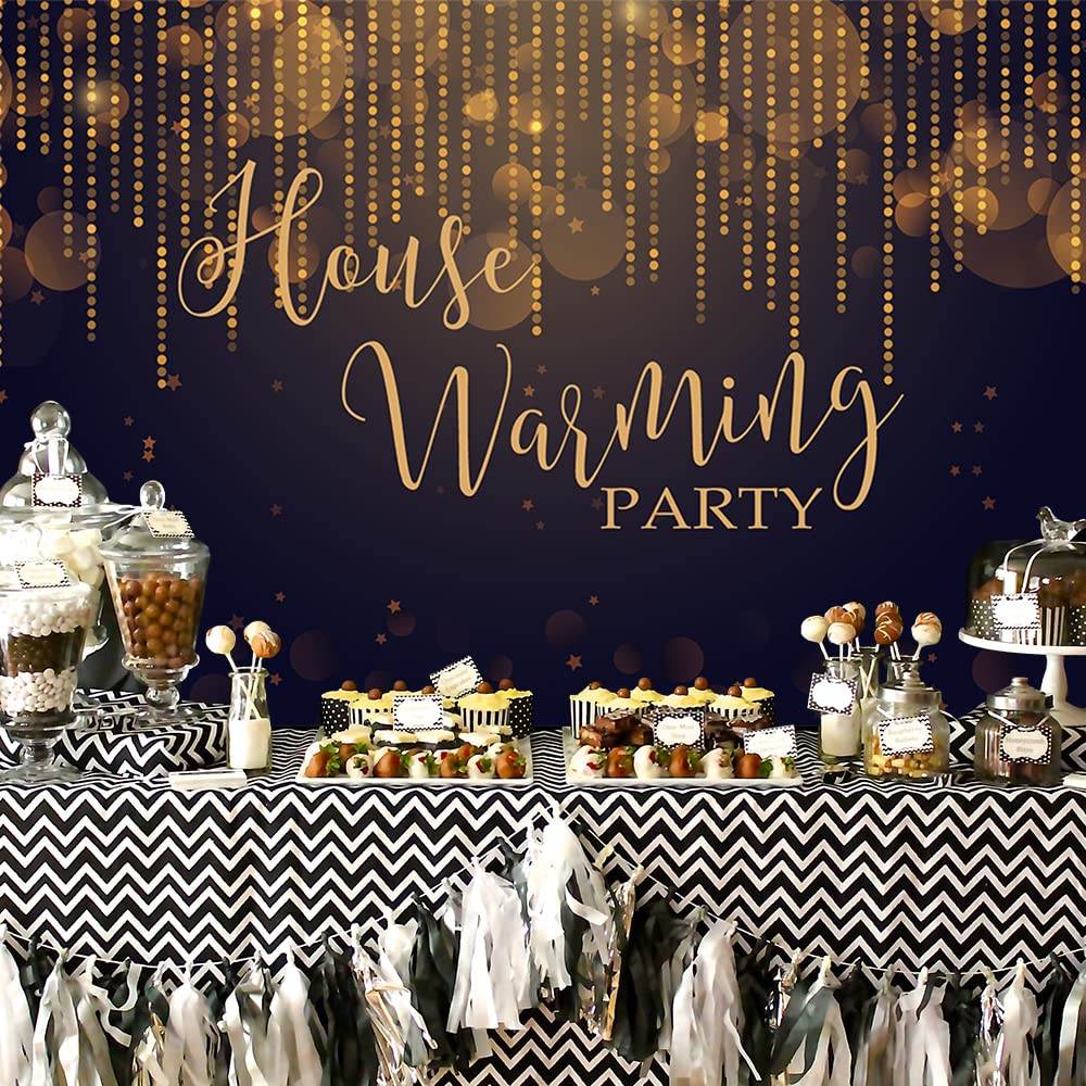Black and Gold Bokeh Photography Backdrop - Elegant Housewarming Party Decor, Home Sweet Home Wall Hanging, New Home Gift Banner for Wedding, Baby Shower & Birthday Party Decorations