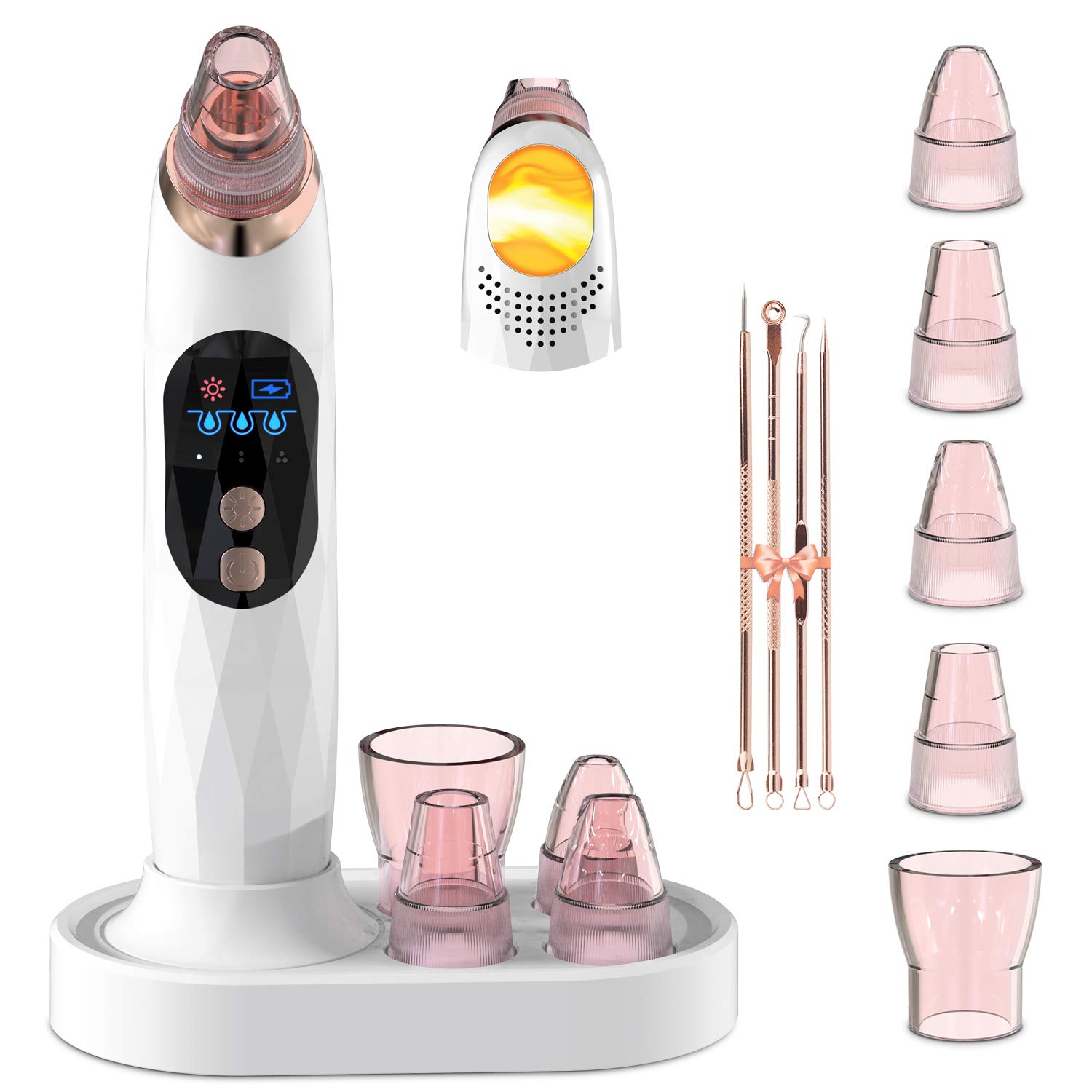 2021 Upgraded YONOY Blackhead Remover Vacuum - USB Rechargeable Pore Cleanser with Hot Compress, LCD Screen & Stand | Professional Facial Care Tool for Deep Cleansing & Skin Purifying at Home Spa