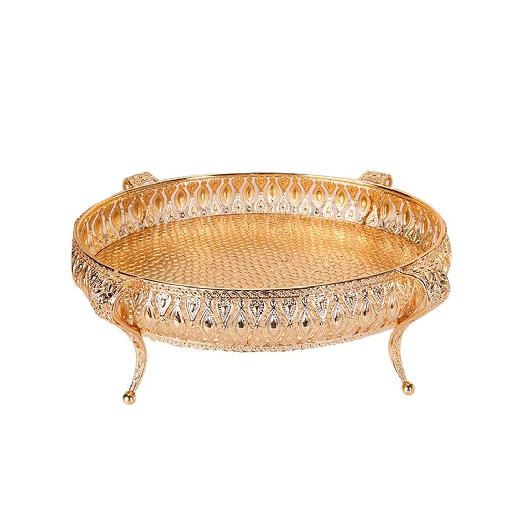 Vintage Oval Iron Fruit Tray - Creative Gold Snack Plate for Home & Office Decor - Perfect for Serving Fruits, Snacks, and Desserts on Coffee Tables, Desks, or Kitchen Countertops