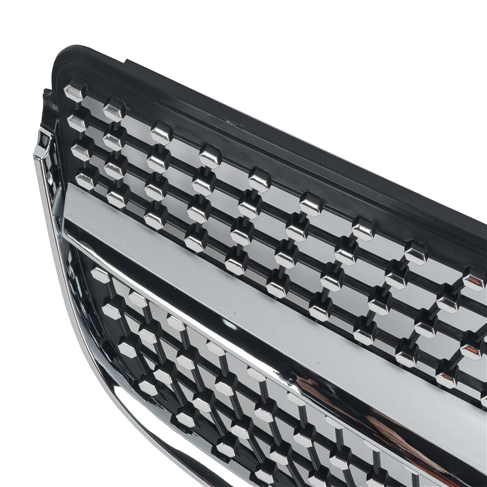 KARPAL Diamond Grille Grill for 2014-2017 Mercedes Benz W207 E-Class Coupe - Silver Chrome Mesh Front Bumper Replacement | Enhances Luxury Style for Car Shows & Daily Driving