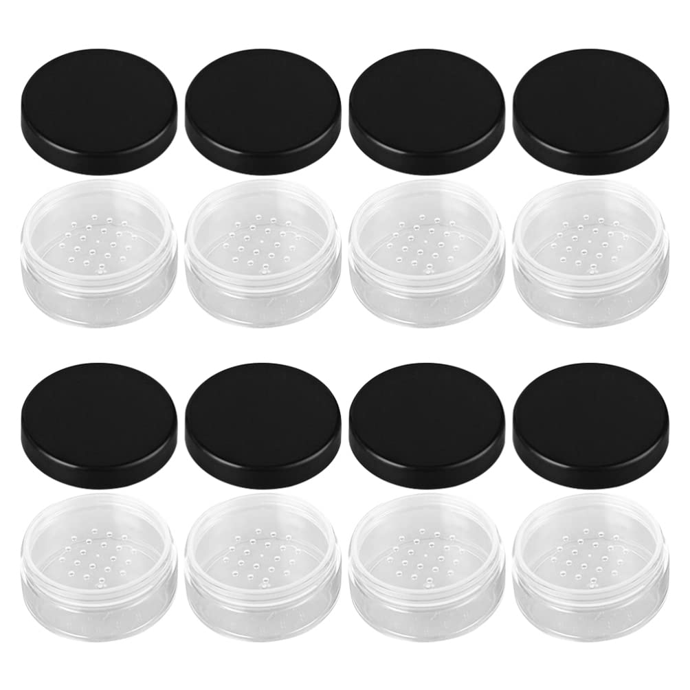 HEALLILY 8-Piece Refillable Empty Powder Box Set with Sifter - 50G Black Loose Powder Containers for Eyeshadow, Makeup & Cosmetic Storage | Perfect for Travel, Salon & Professional Makeup Artists