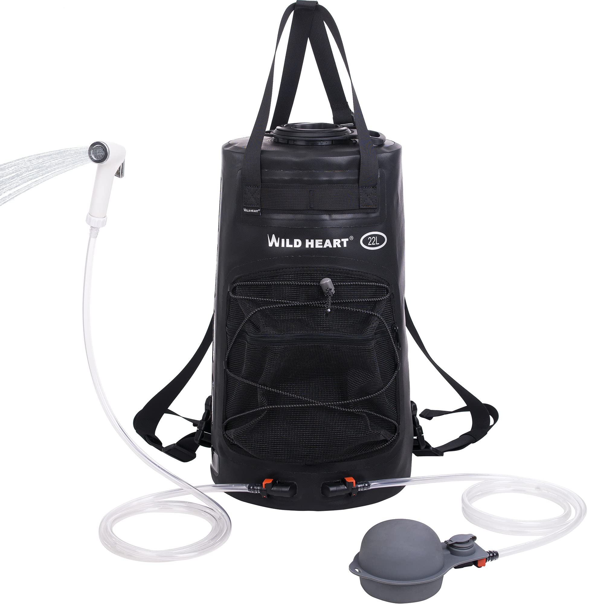 Portable Camping Shower 12L/22L with Foot Pump - Solar Shower Bag for Outdoor, Hiking & Road Trips
