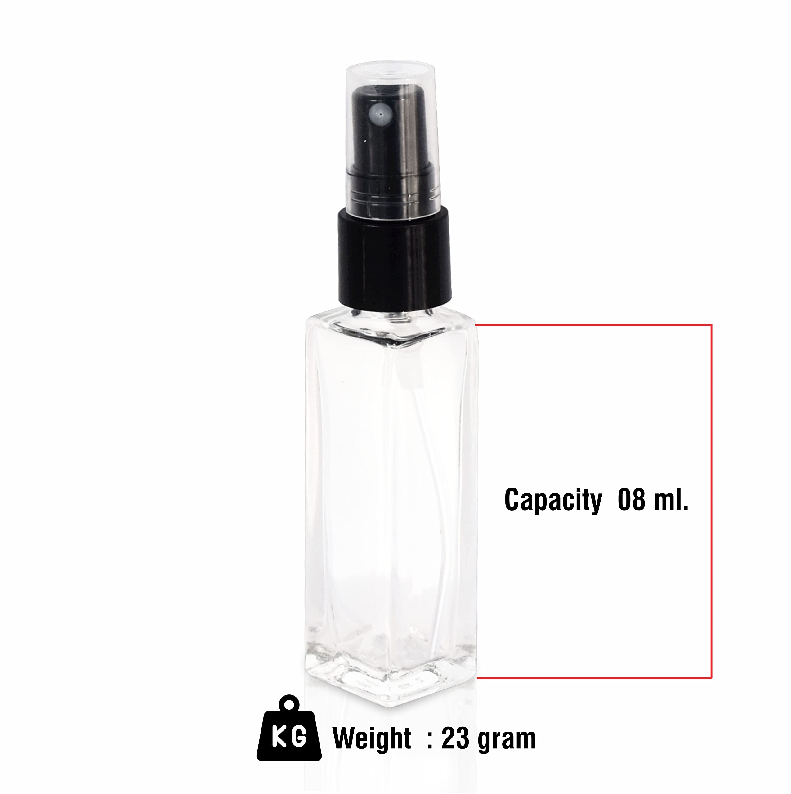 Pure Source India Refillable Perfume Bottles - 8ml Clear Glass Spray Bottles with Pump for Essential Oils, Aromatic Water & Fragrance Blends (Set of 3) - Perfect for Travel, DIY Perfume Making & Home Aromatherapy