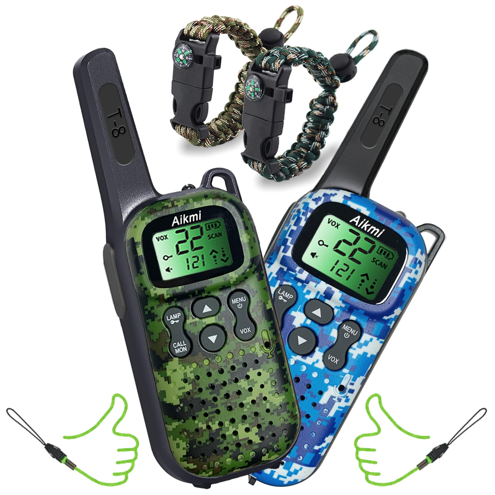 Kids Walkie Talkies for Boys Age 5-8 - Green & Blue Toy Radios for Pretend Play, Police, Military, Spy Games | Outdoor Camping Adventure Toys | Perfect Birthday Gift for Boys (Ideal for Backyard Adventures, Camping Trips & Role-Playing Games)