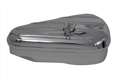 V-Twin 50-0600 Oval Right Side Chrome Motorcycle Tool Box - Perfect for Harley Davidson & Cruiser Bike Storage & Organization