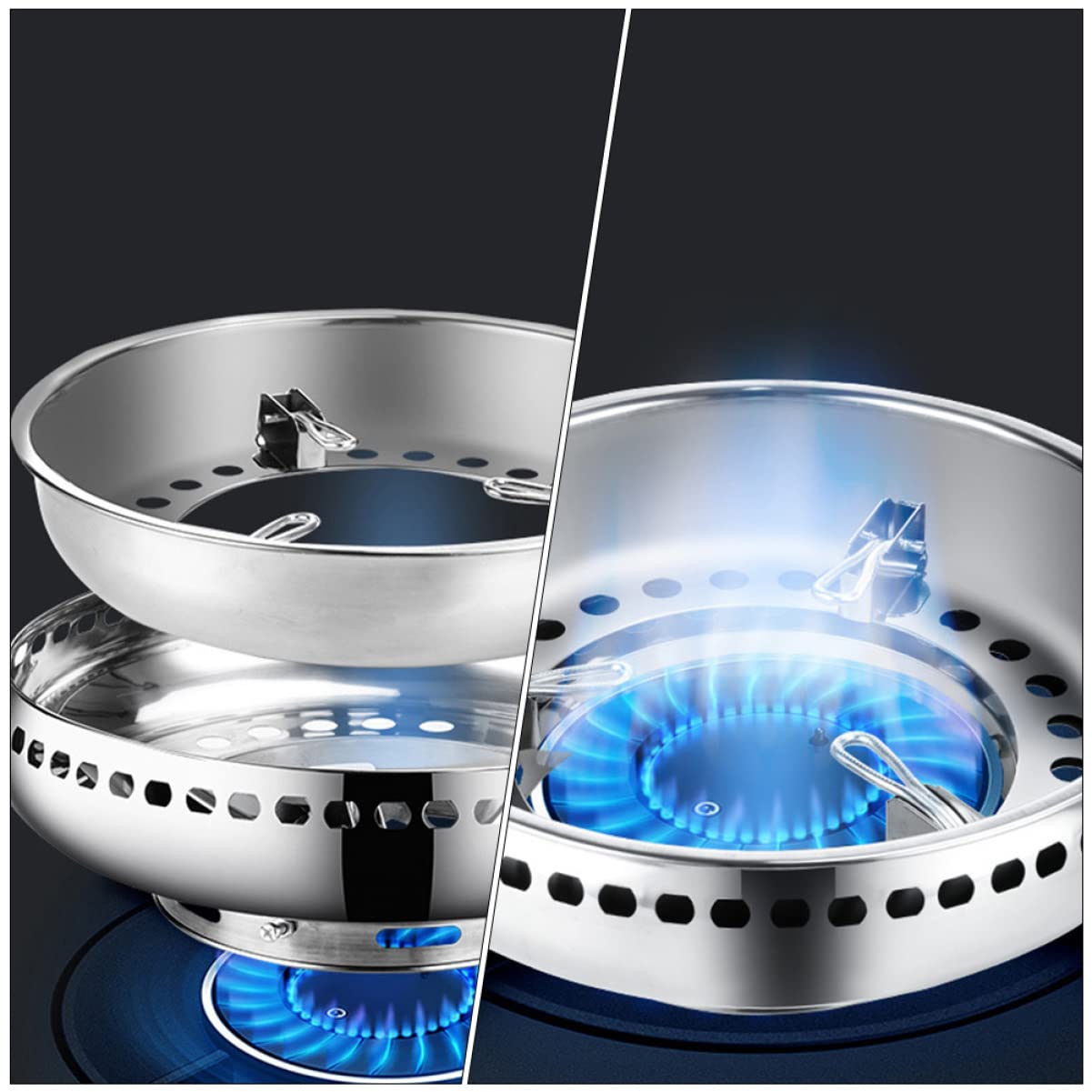 1PC Stainless Steel Gas Stove Wok Support Rack - Heavy Duty Cooking Bracket for Kitchen Stove Accessories, Perfect for Wok Cooking, Stir Frying & Pan Support - Ideal for Home Kitchen, Restaurant & Outdoor Camping Use