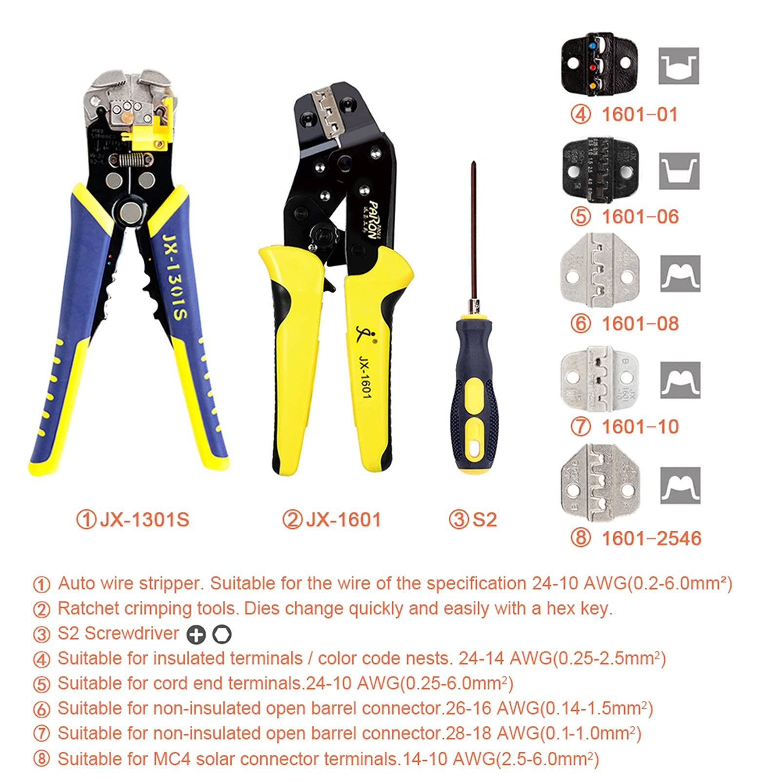 Professional Ratcheting Crimping Tool Set - Wire Strippers, Crimpers, Bootlace Ferrule Crimper for Electrical & Automotive Wiring - Perfect for DIY Projects, Home Repairs and Professional Engineering Work