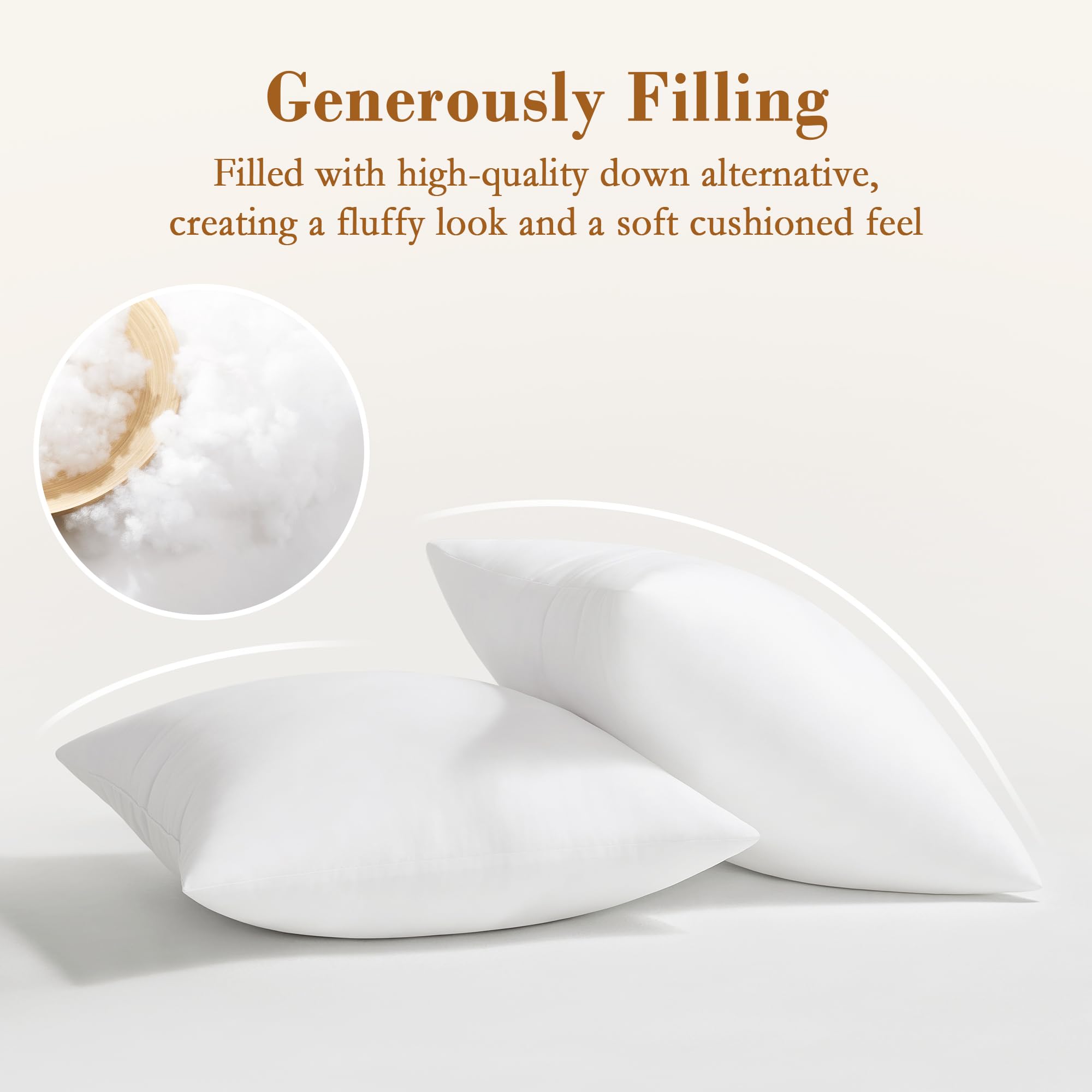Puredown® 16x16 Fluffy Soft Throw Pillow Inserts - 2 Pack Square Decorative Pillow Forms for Sham Stuffer | Perfect for Couch, Sofa, Bed & Home Decor | Cozy Living Room & Bedroom Accent Pillows