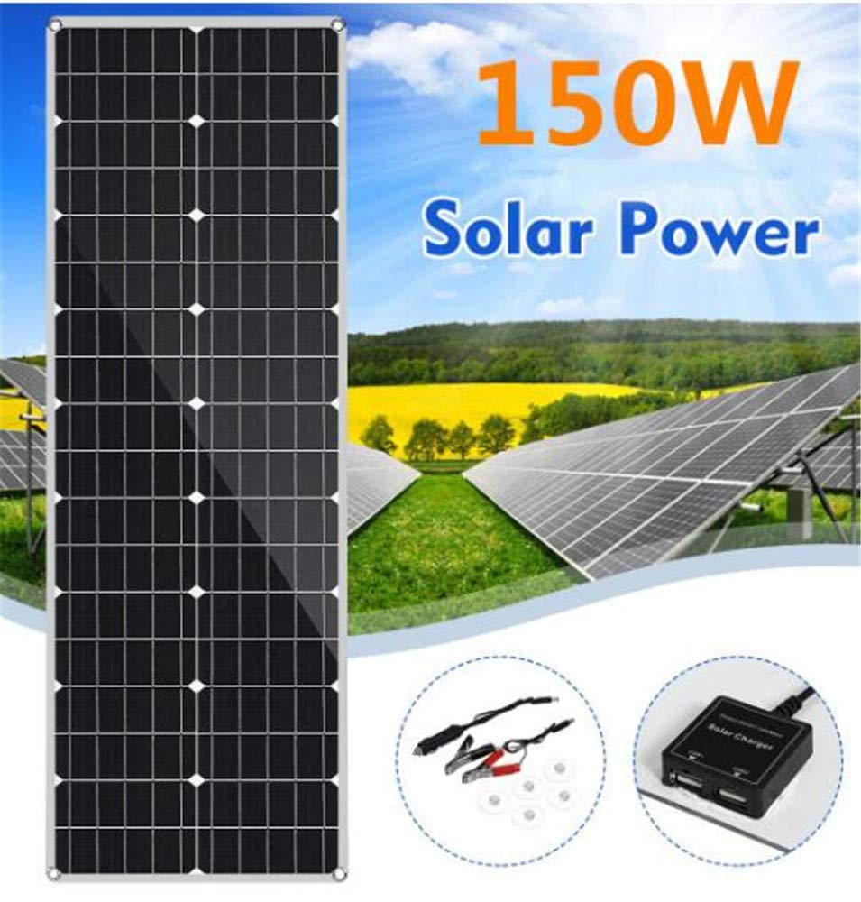 300W 18V Monocrystalline Semi-Flexible Solar Panel Kit (2x150W) with DIY Cable - Waterproof Solar Charger for RV, Boat, Car & Off-Grid Power - Perfect for Camping, Marine & Emergency Backup