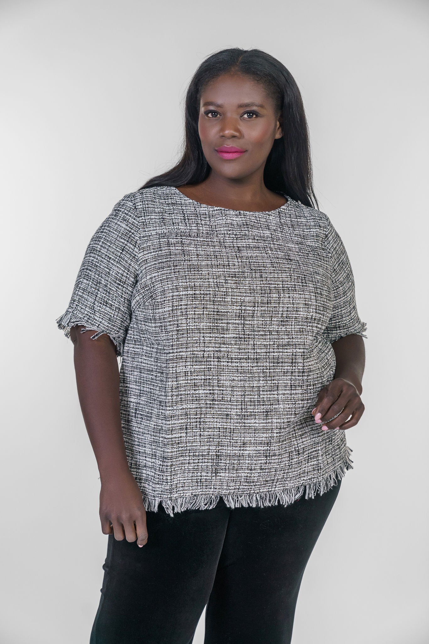 Stylish Tweed Fringe Blouse for Women - Trendy Vintage Inspired Top for Office, Party & Date Night Outfits