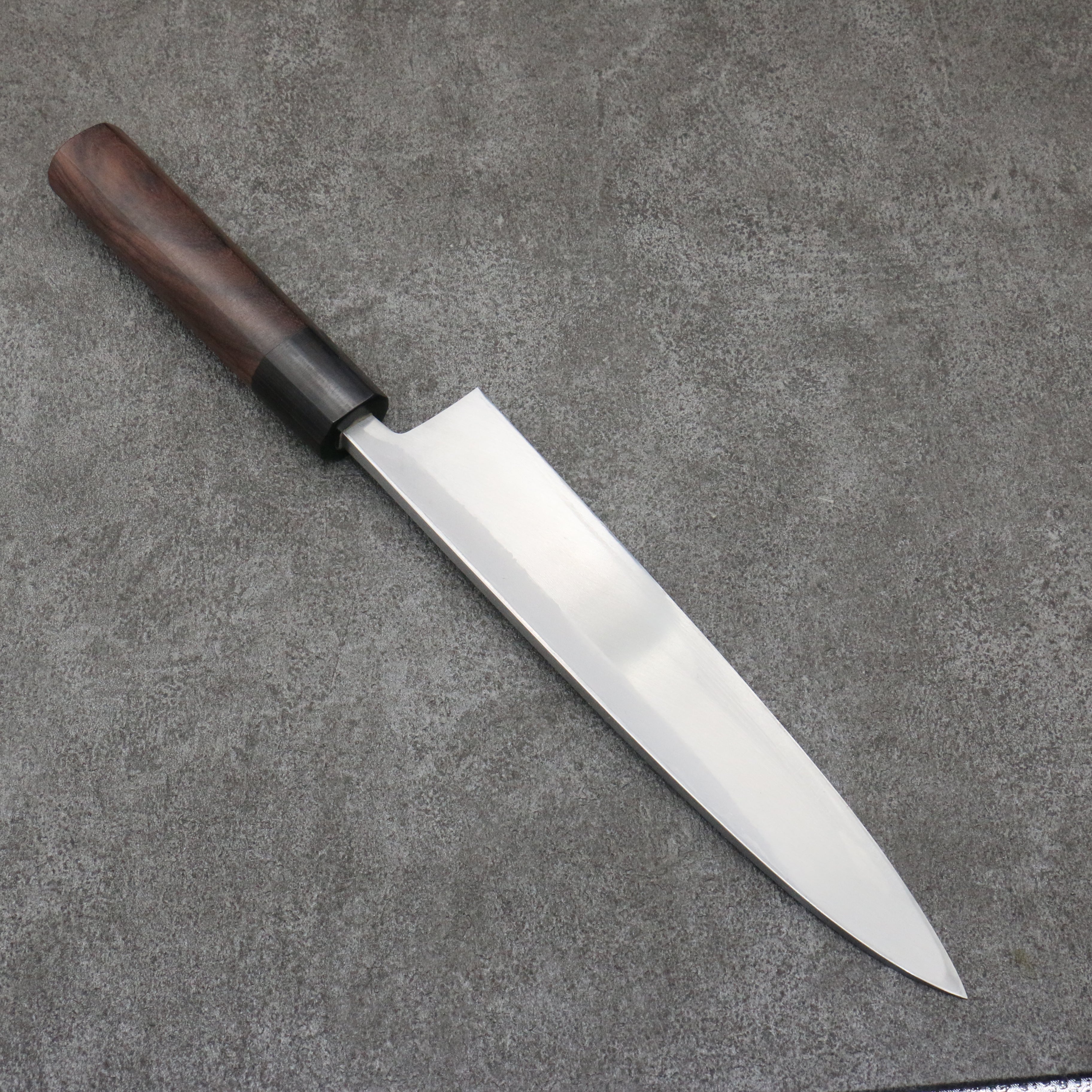 Premium Hideo Kitaoka White Steel No.2 Damascus Mioroshi Deba Knife 240mm - Japanese Chef Knife with Ebony Handle - Perfect for Sushi, Fish Filleting & Professional Kitchen Use