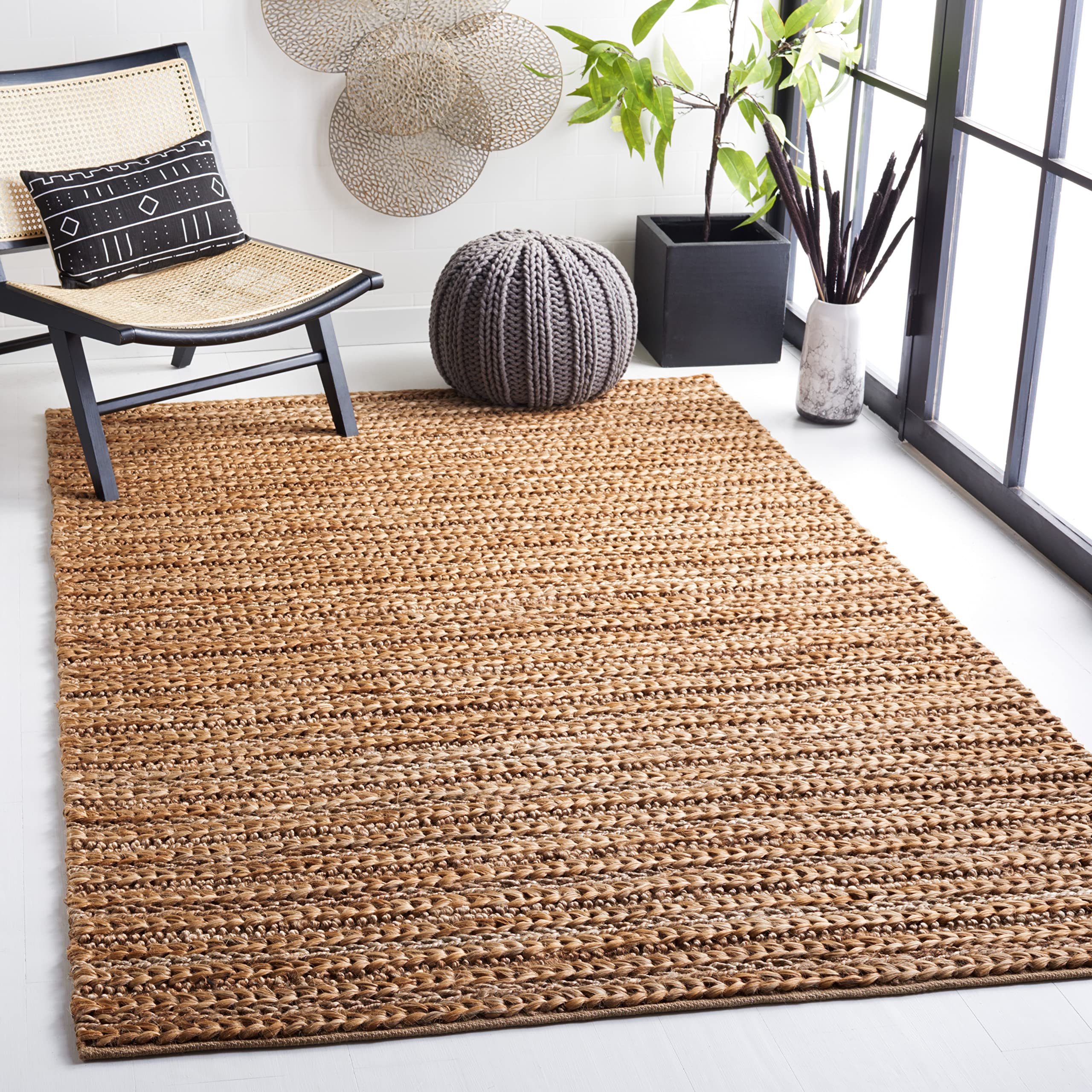 SAFAVIEH Handmade Natural Jute Area Rug 8' x 10' - Farmhouse Style, Durable & Eco-Friendly Floor Covering for High Traffic Areas - Perfect for Living Room, Bedroom, Dining Room & Home Office Decor (NF653A)
