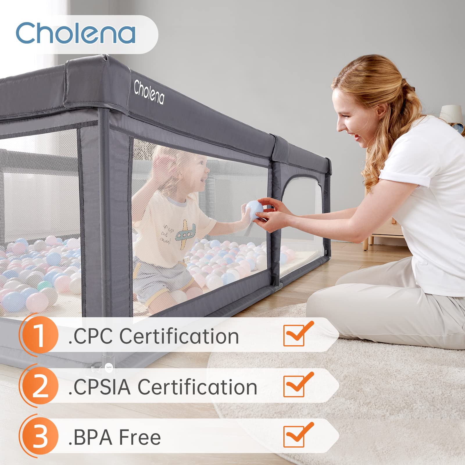 Baby Playpen with Door - Large Play Yard for Babies & Toddlers, Safe Baby Gate & Fence Play Area (Grey) - Perfect for Indoor Playtime, Nursery Safety & Childproofing