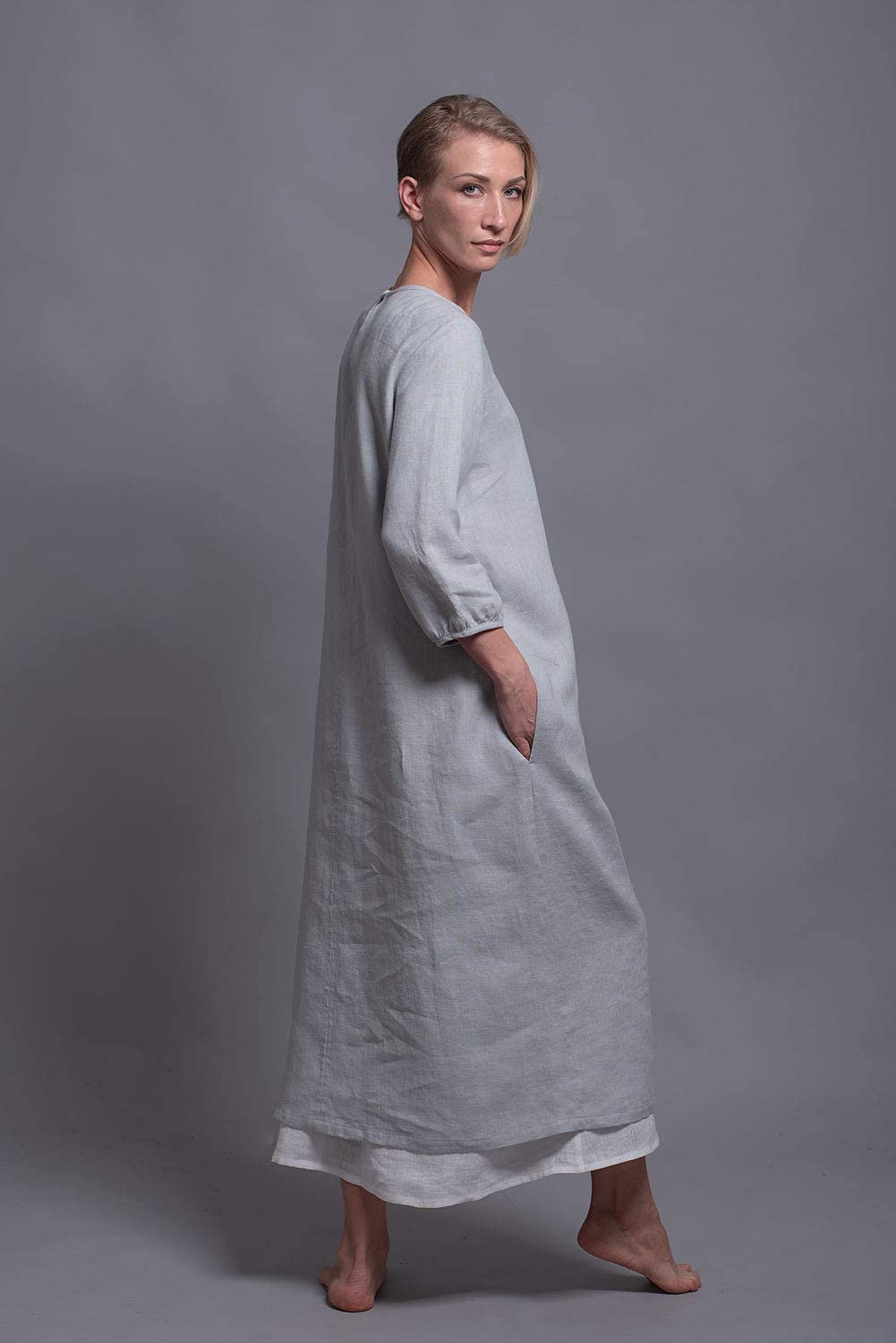 Stylish NIKA Women's Long Sleeve Maxi Dress with Pockets - Plus Size Linen Summer Dress in 31 Colors | Perfect for Beach Vacations, Date Nights & Casual Outings