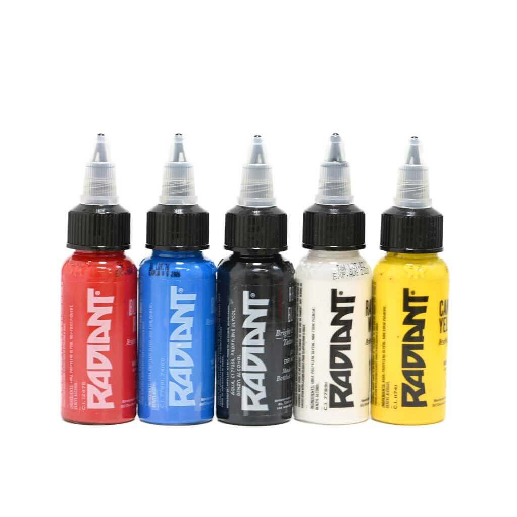 5 Color Primary Set - 1oz Vibrant Tattoo Ink for Professional & DIY Tattoo Artists - Perfect for Tattoo Studio, Home Practice & Body Art