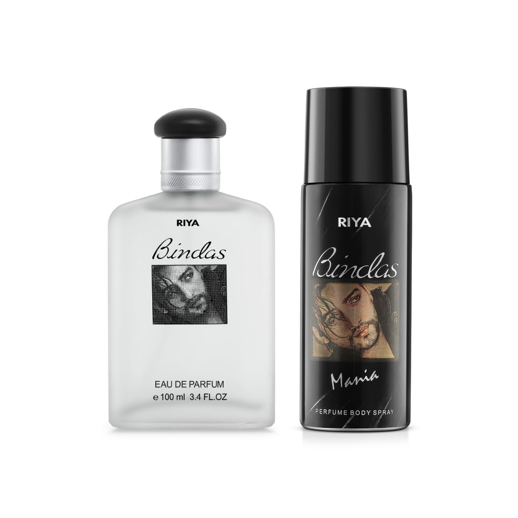 Riya Bindas Apparel Perfume (100ml) & Mania Deodorant (150ml) 2-Pack Set - Long Lasting Fragrance Combo for Men & Women | Perfect for Daily Wear, Office, Gym & Special Occasions