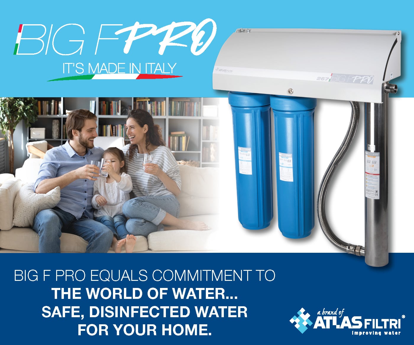 Atlas Filtri Big F Pro 267 C Dual Stage High Flow Carbon UV Whole House Water Filtration System - 20