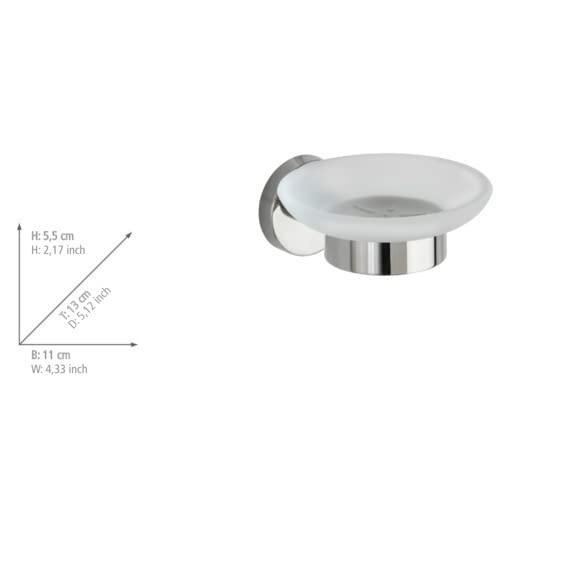 Wenko Bosio Stainless Steel Soap Dish - Shiny Silver & Transparent Design for Bathroom, Kitchen Sink, or Shower Organizer