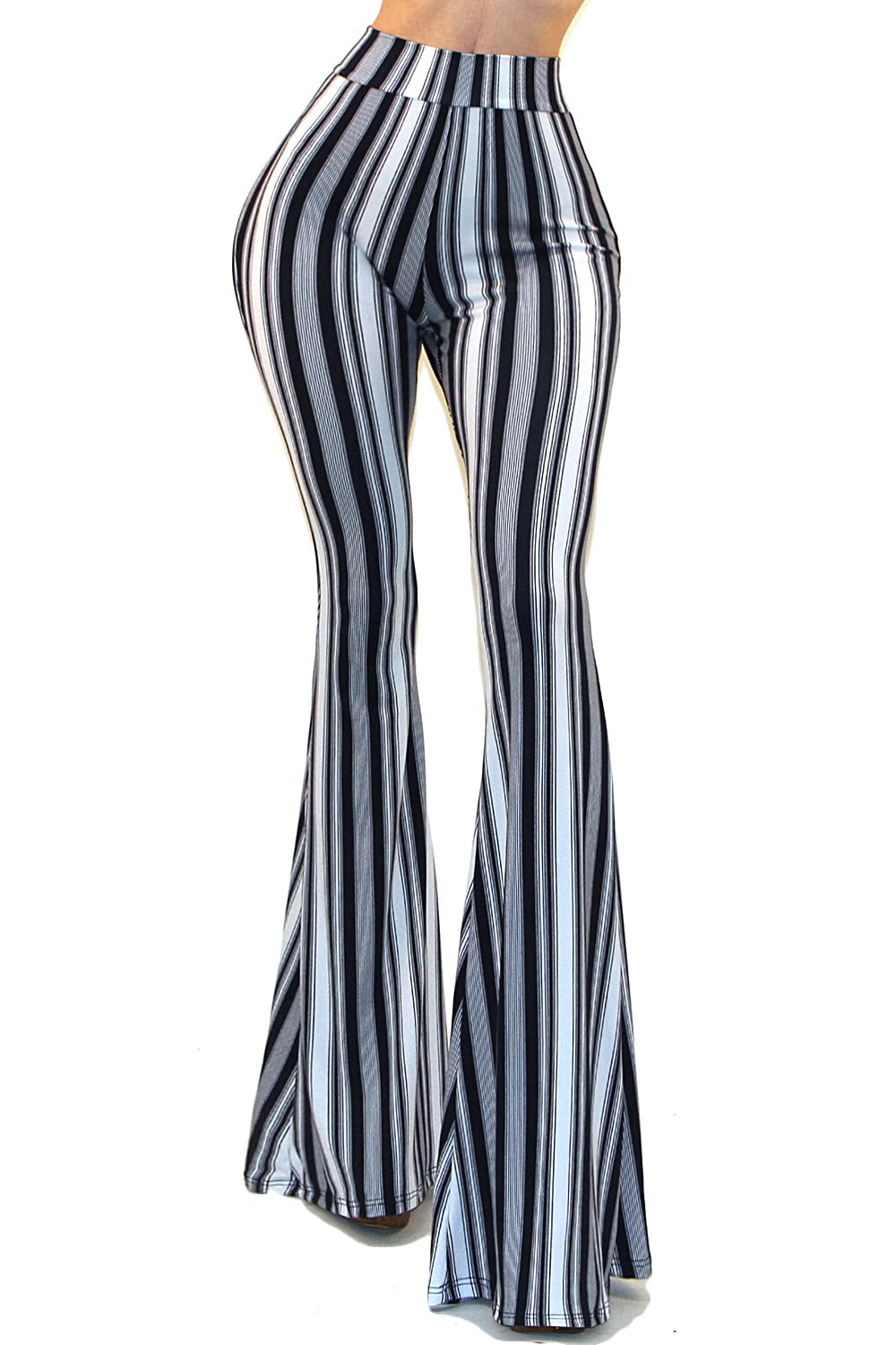 Vivicastle Women's Boho Wide Leg Flare Bell Bottom Pants - USA Hippie Style Solid Color Casual Pants for Music Festivals & Beach Vacations