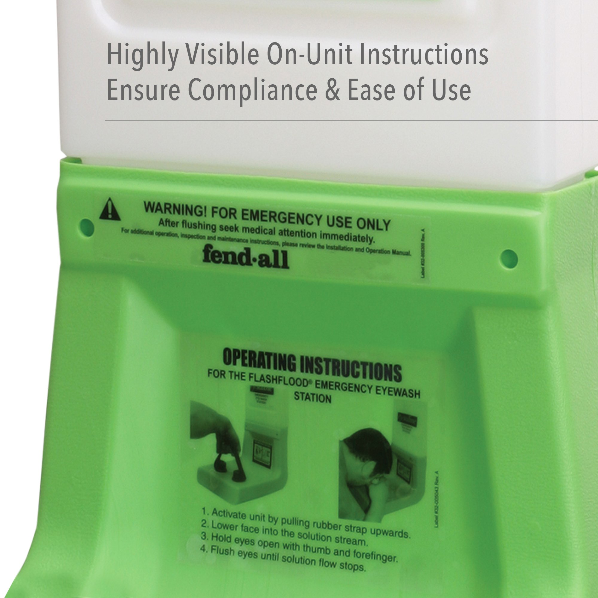 Fendall Flash Flood Secondary Emergency Eye Wash Station with 1 Gallon (3.8L) Saline Solution - OSHA Compliant Safety Equipment for Laboratories & Industrial Workplaces