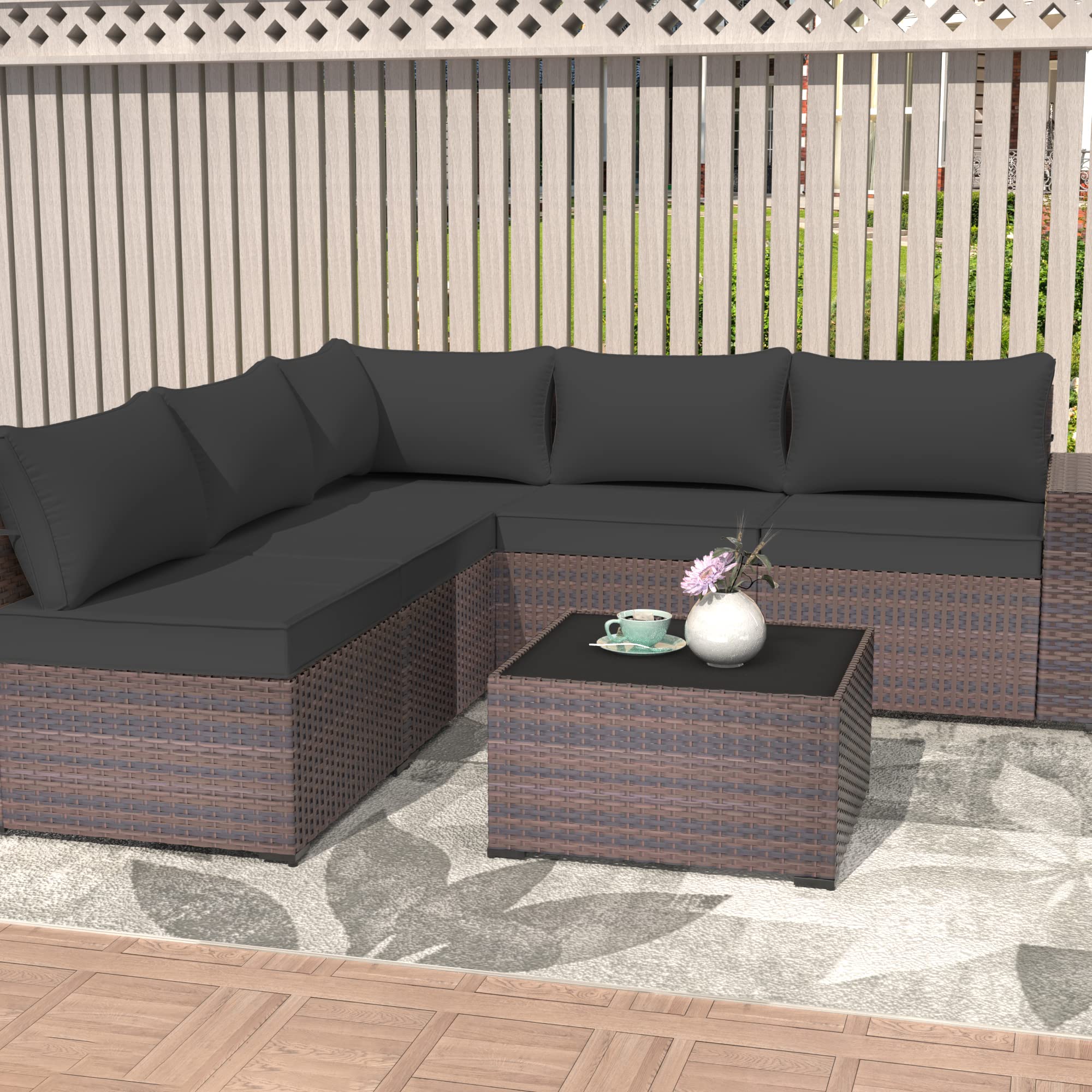 11-Piece Outdoor Cushion Covers Set - Waterproof Patio Furniture Replacement Covers for Sofa, Chair & Pillow - Durable UV-Resistant Fabric - Perfect for Backyard, Deck, Poolside (Black)