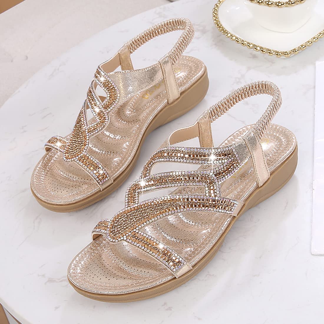 Women's Comfortable Bohemian Beaded Gladiator Sandals - Open Toe Flat Dress Shoes for Summer | Black Size US 5.5 | Perfect for Beach, Vacation & Casual Outings