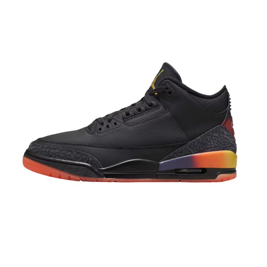 Air Jordan 3 Retro J Balvin Sneakers - Rio Black/Solar Flare/Total Crimson Abyss Colorway | Men's Basketball Shoes for Streetwear & Casual Style