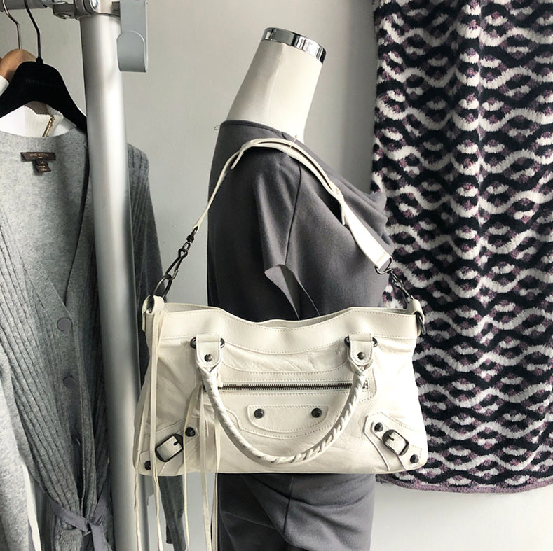 Balenciaga Ivory Motocross Classic First Bag - Luxury Designer Handbag for Women | Perfect for Parties, Date Nights & Fashion Events