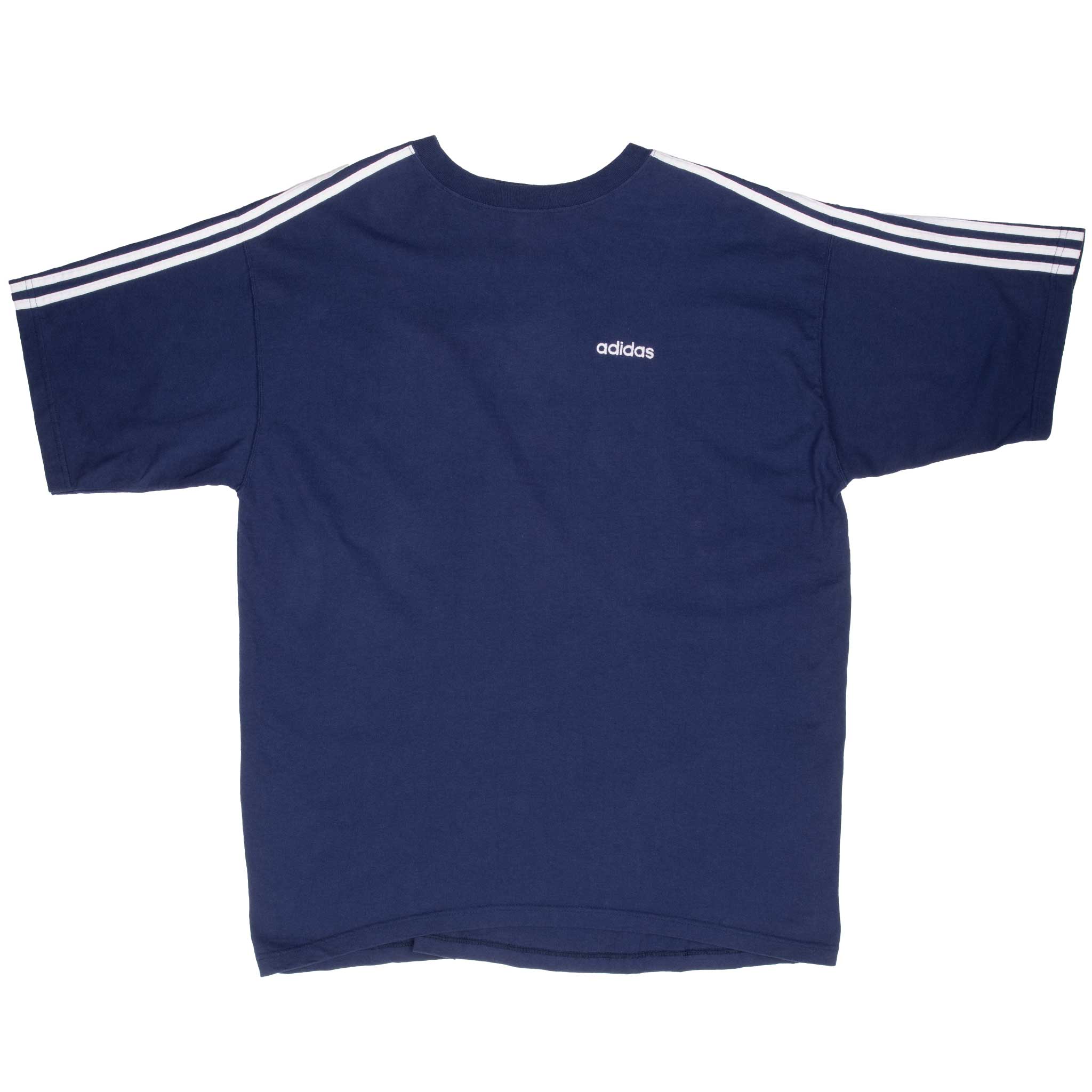 Vintage 1990s Adidas Navy Blue T-Shirt XL - Retro Sportswear for Men, Casual Wear & 90s Fashion Collection