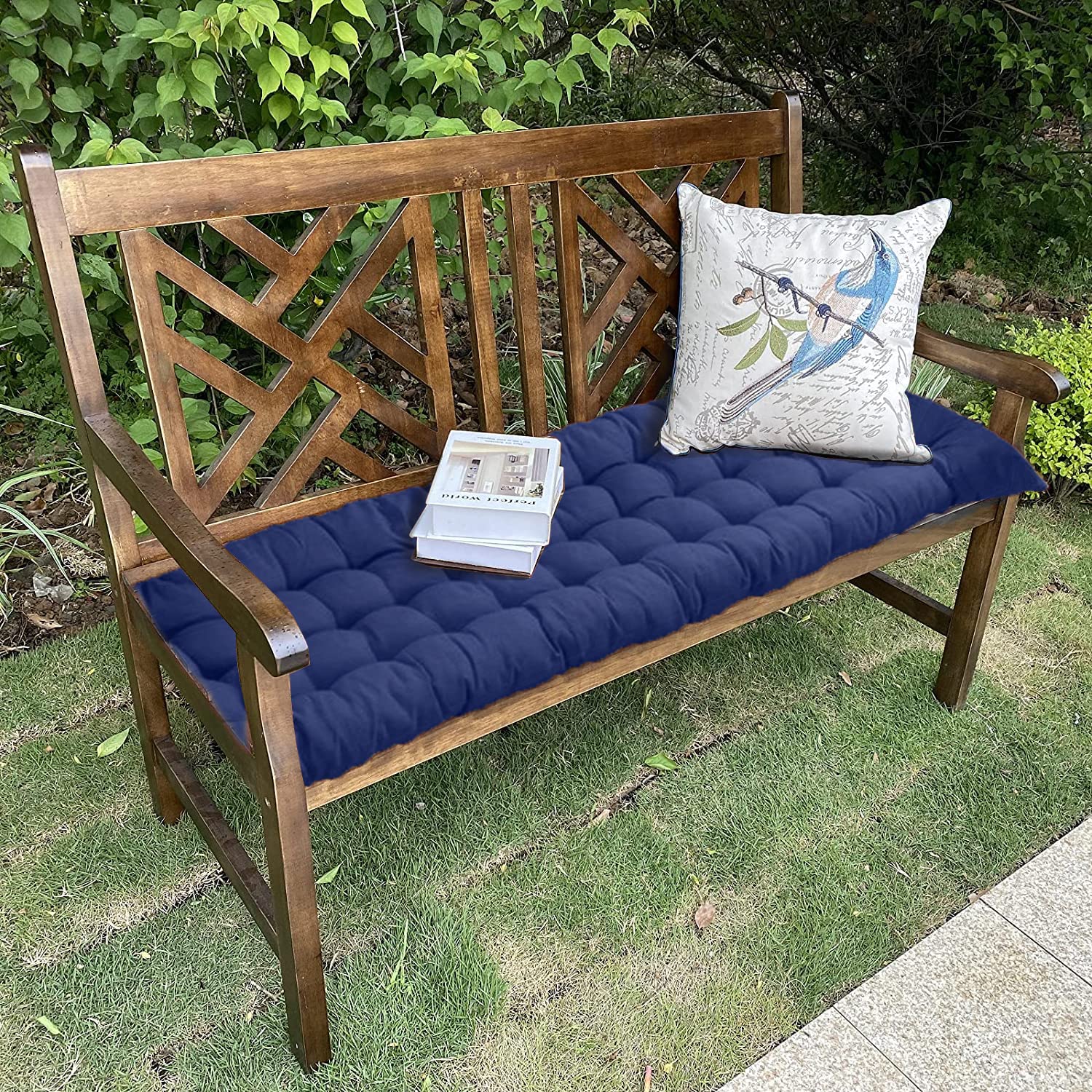 **Outdoor Waterproof Bench Cushion 51x19in - 2-Seater Blue Cushion for Patio, Garden, Swing, or Sofa - Indoor & Outdoor Use - Weather-Resistant & Durable**    *(Perfect for backyard lounging, porch swings, garden benches, or outdoor sofas - enhances comfort in any setting!)*