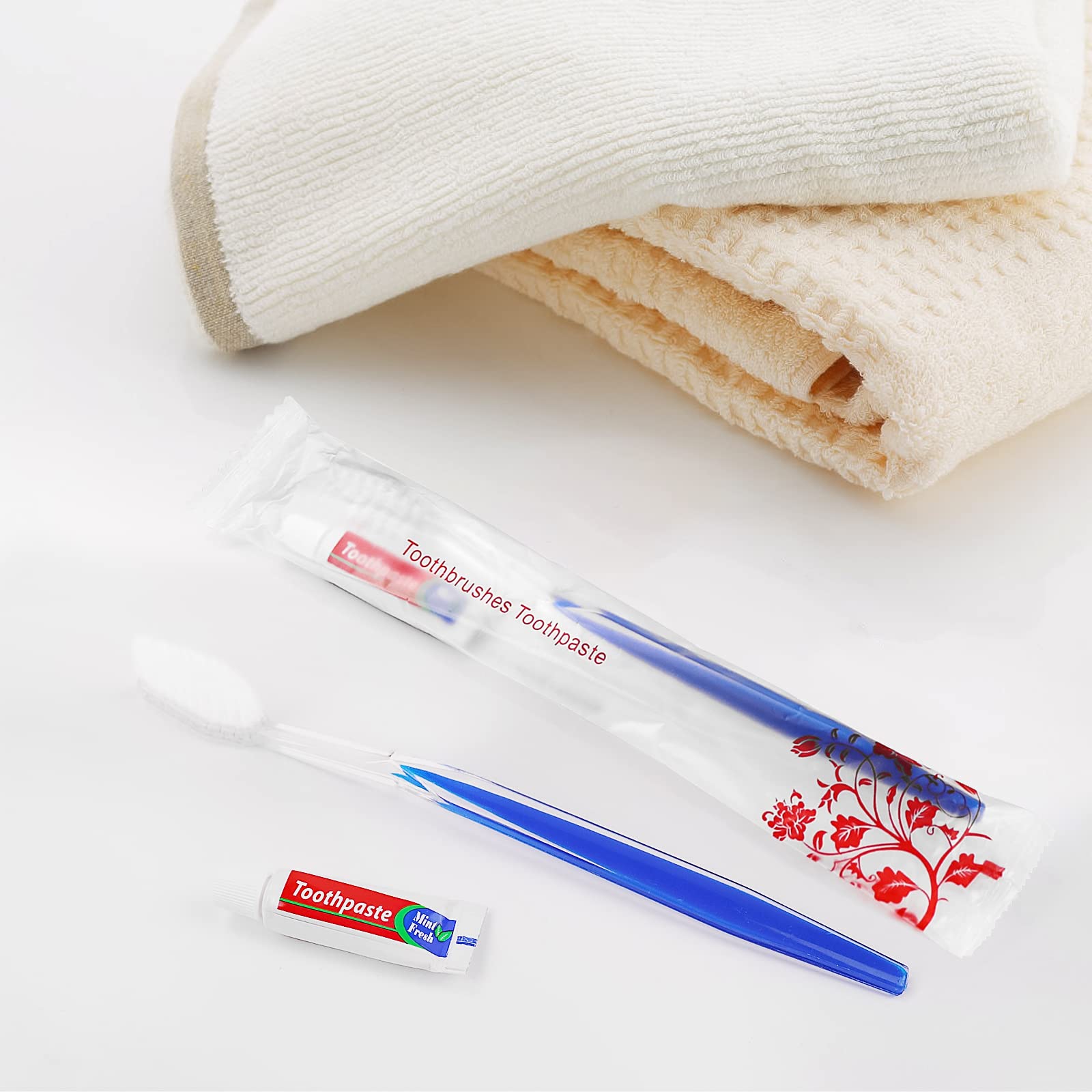20Pcs Disposable Travel Toothbrush Kit with Toothpaste - Individually Wrapped for Nursing Homes, Hotels & Charity | Portable Oral Care for Camping, Airplane & Emergency Preparedness