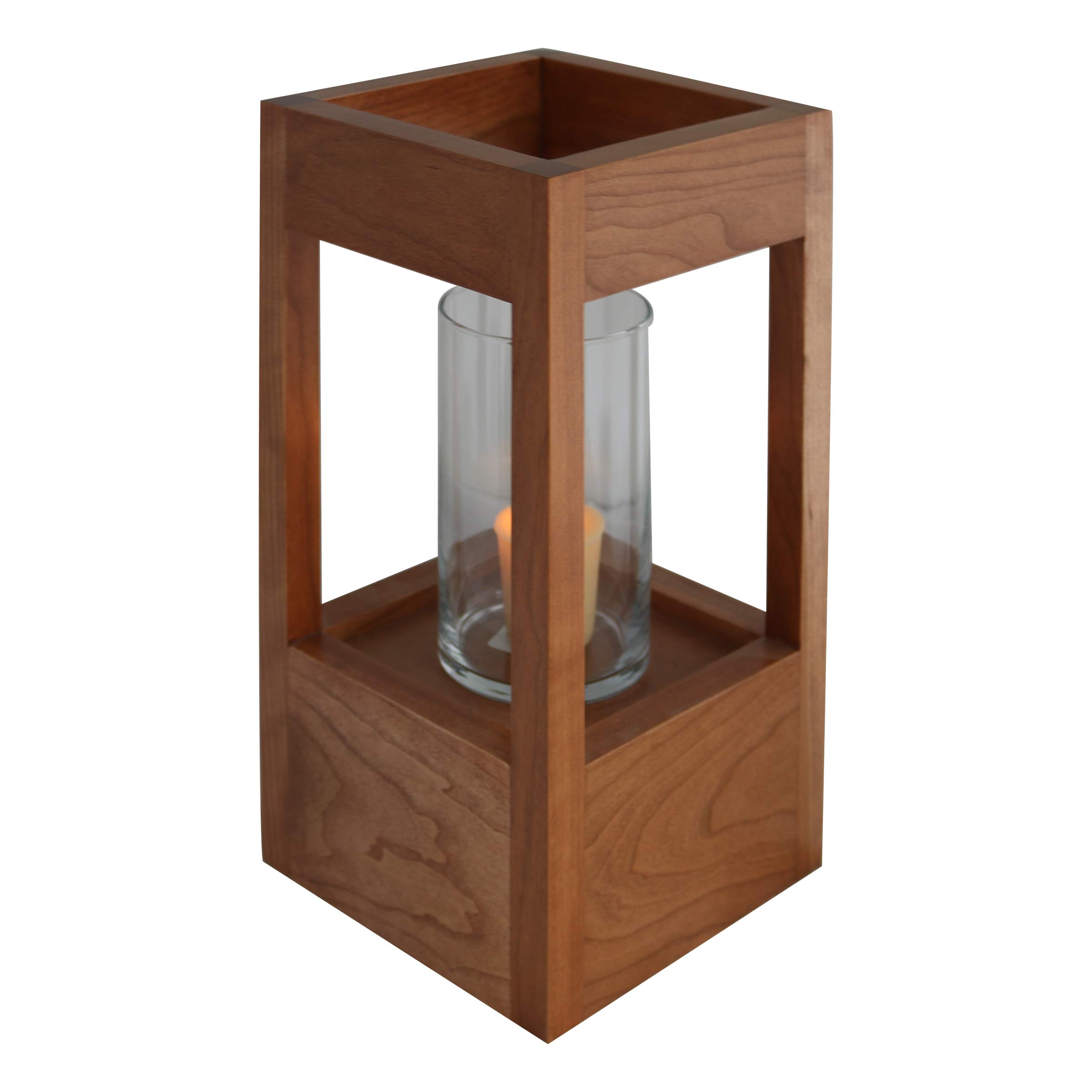 Lifesong Milestones Solid Cherry Wood Cremation Urn for Human Ashes - Memorial Lantern & Sympathy Candle Holder - 6.5”x6.5”x13” - Perfect for Funeral Keepsakes, Memorial Services & Home Remembrance Displays
