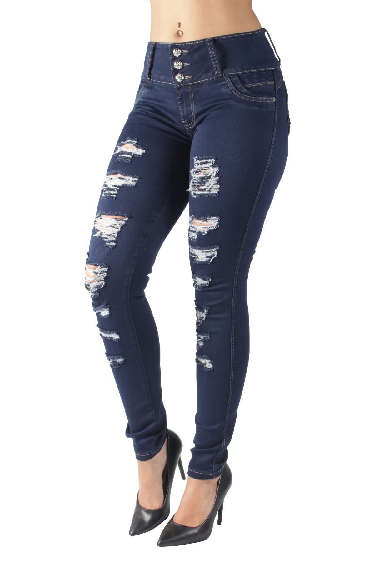 Women's High Waist Butt Lifting Skinny Jeans - Ripped Distressed Denim Pants for Juniors | Perfect for Night Out, Date Night & Casual Wear (3676)