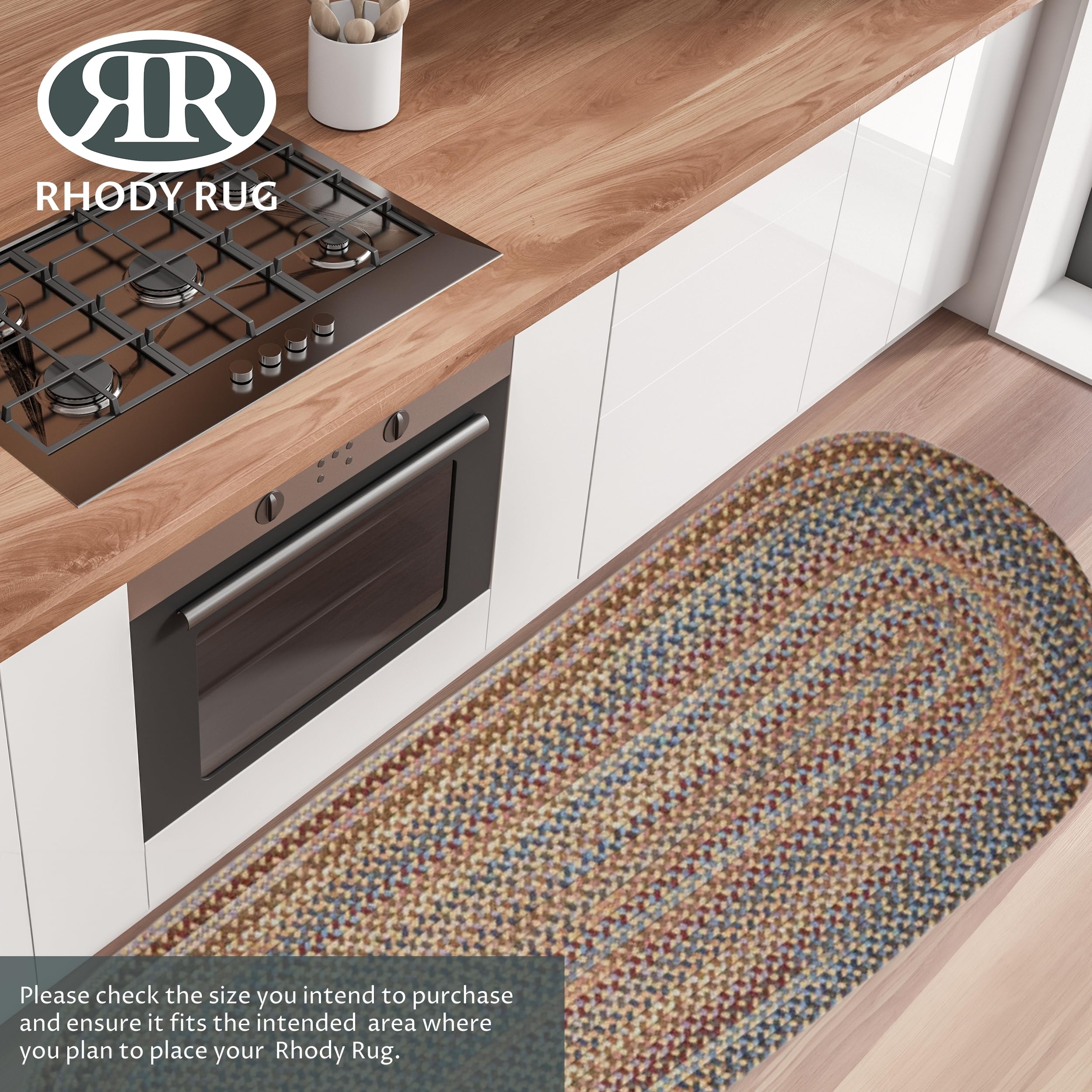 Rhody Rug Astoria AS52 Wheat Field 2' x 6' Oval Braided Runner - Durable Handmade Area Rug for Living Room, Bedroom & Kitchen - Non-Slip Floor Mat for High Traffic Areas - Easy Care Washable Home Decor - Made in USA | Perfect for Entryways, Hallways & Under Dining Tables