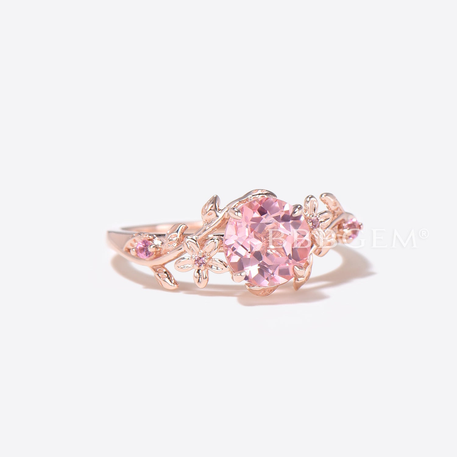 Exquisite Pink Padparadscha Sapphire Floral Engagement Ring – Vintage-Inspired Round Cut Gemstone for Weddings & Proposals