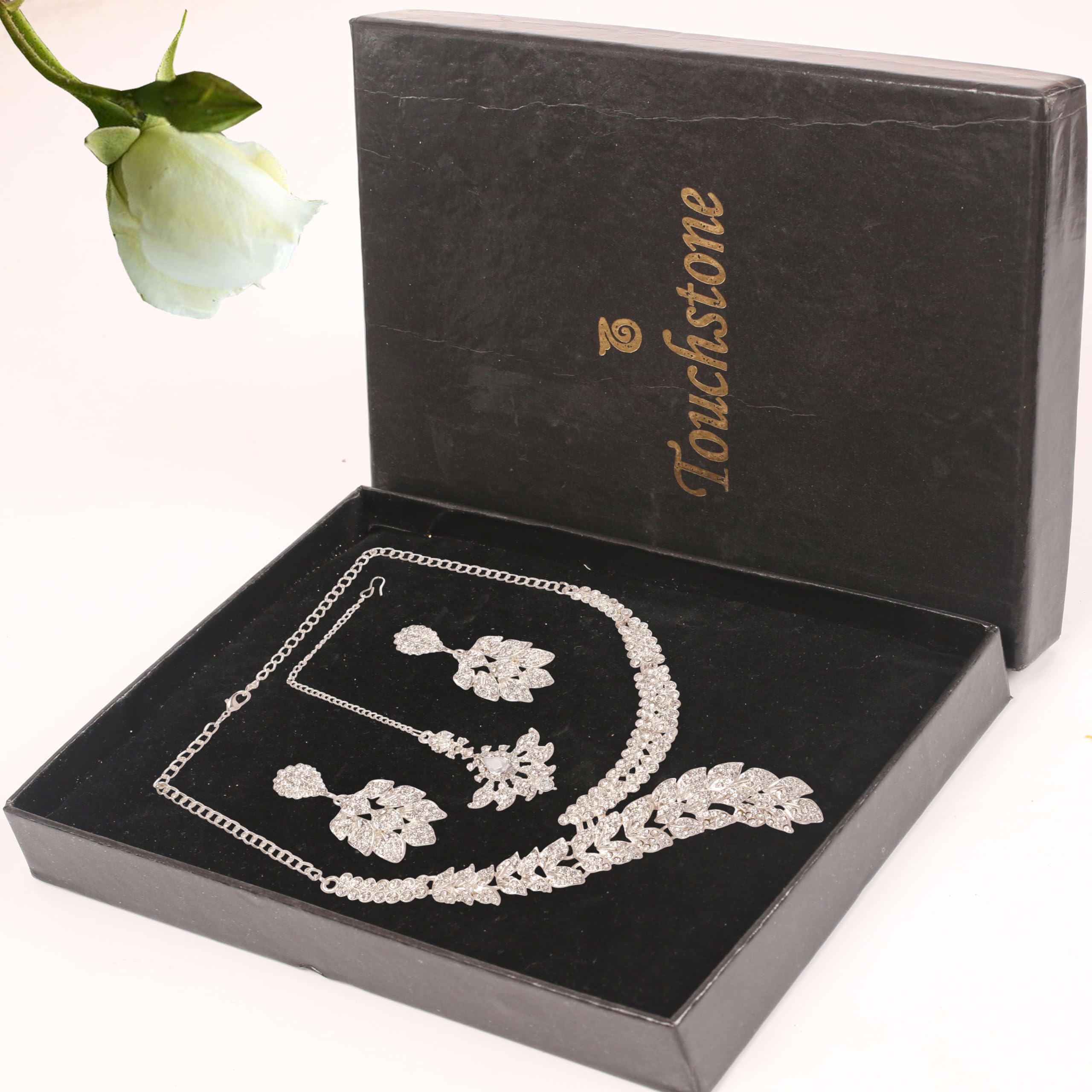 Indian Hollywood Paisley Scarf Crystal Necklace Set for Women - Party & Wedding Jewelry