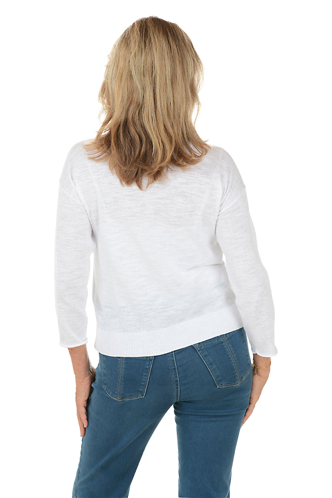 Stylish Denim Flower Applique Sweater for Women - Trendy Embroidered Knit Top - Perfect for Casual Outings & Date Nights